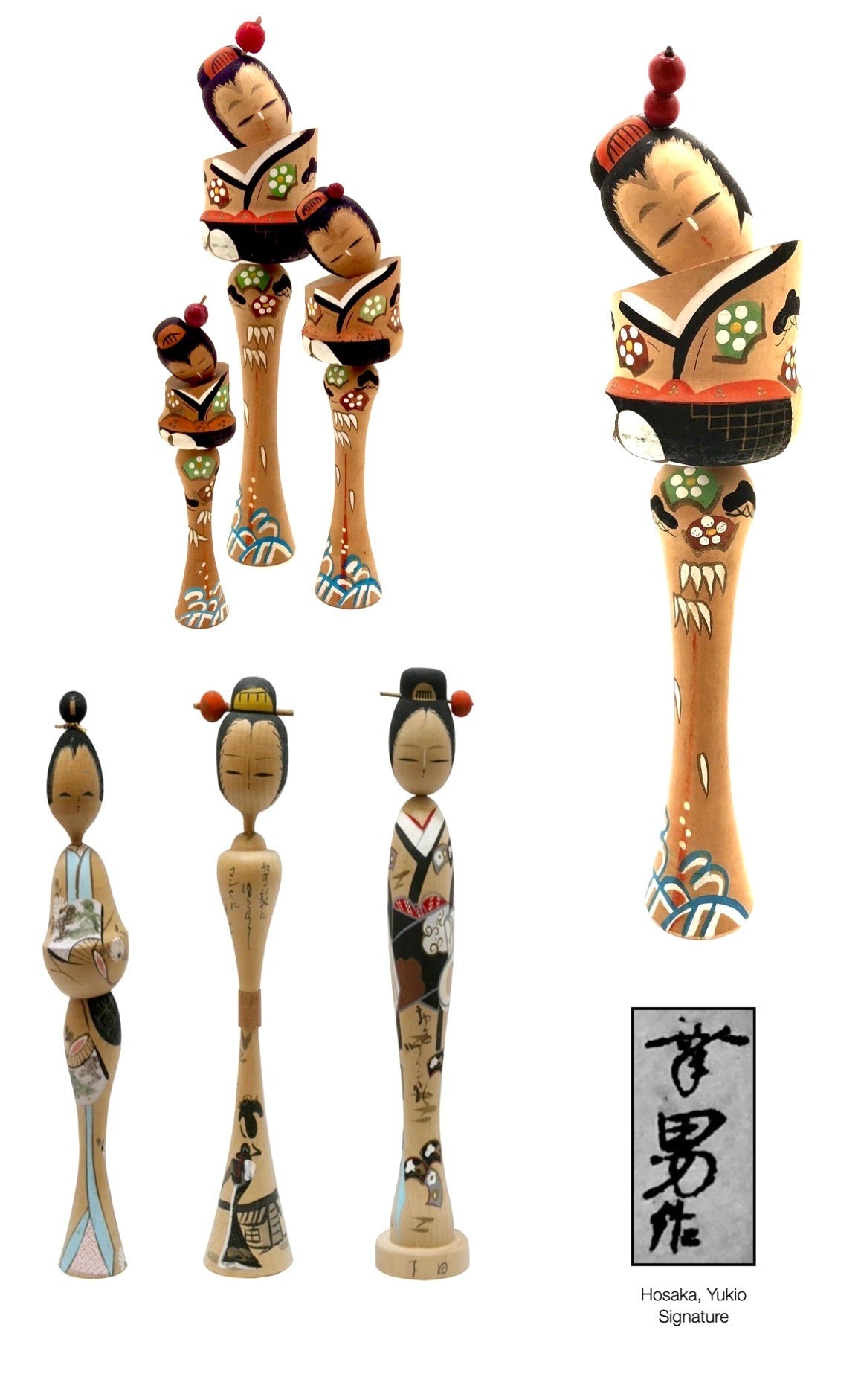 Hosaka, Yukio vintage sosaku kokeshi dolls