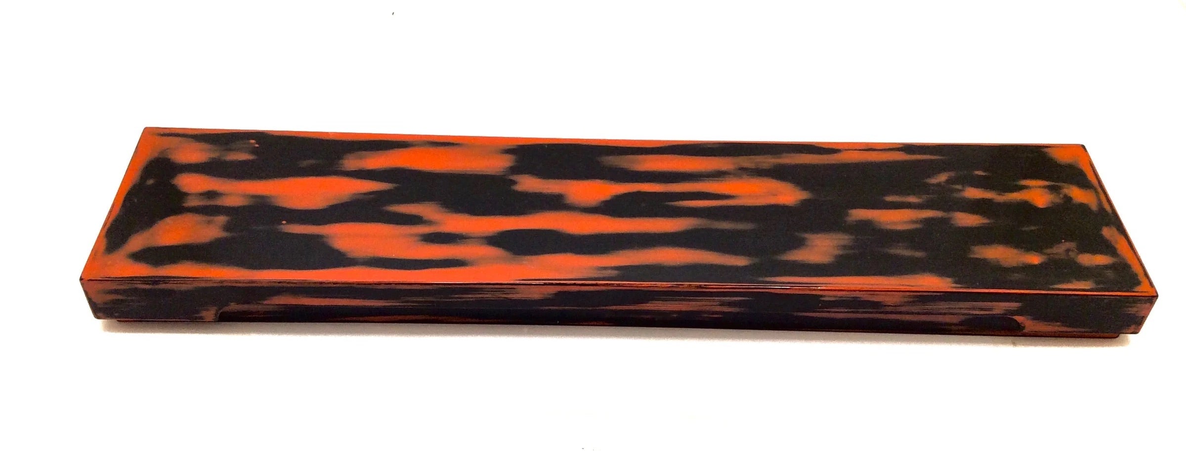 Antique Japanese Negoro-nuri Lacquer, Rectangular ‘Tanzabu’ bako with Lid and Poem Cards | RARE Japanese Poem Box