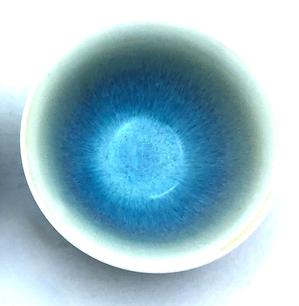 Japanese Celadon and  Blue Sakazuki Sake Cups by Tatsuji Yamanaka