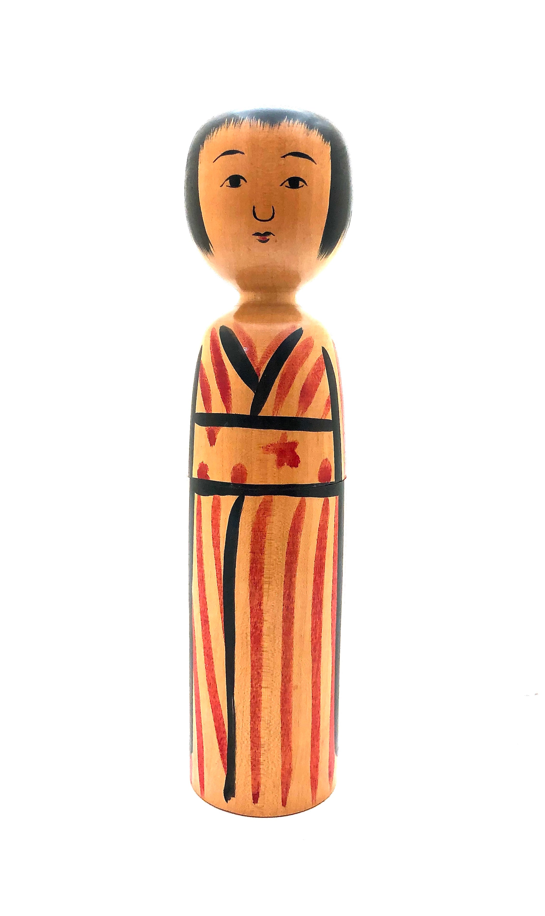 Unusual Japanese Kijiyama Kokeshi Container with Child by Takahashi, Yuji