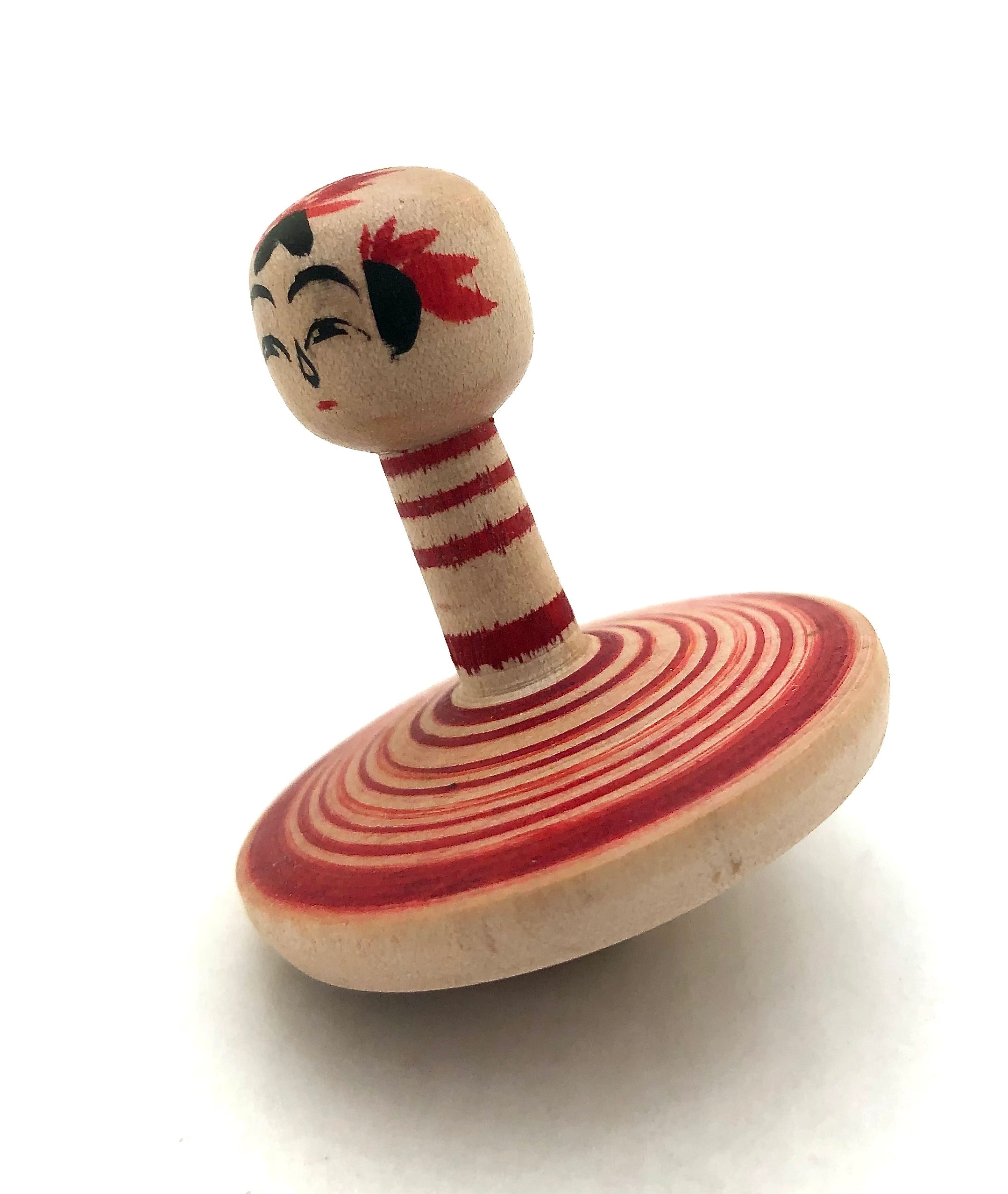 Vintage Japanese Miniature Traditional Kokeshi Sakunami Family Spinning Top (Koma) by Hiraga Kenichi