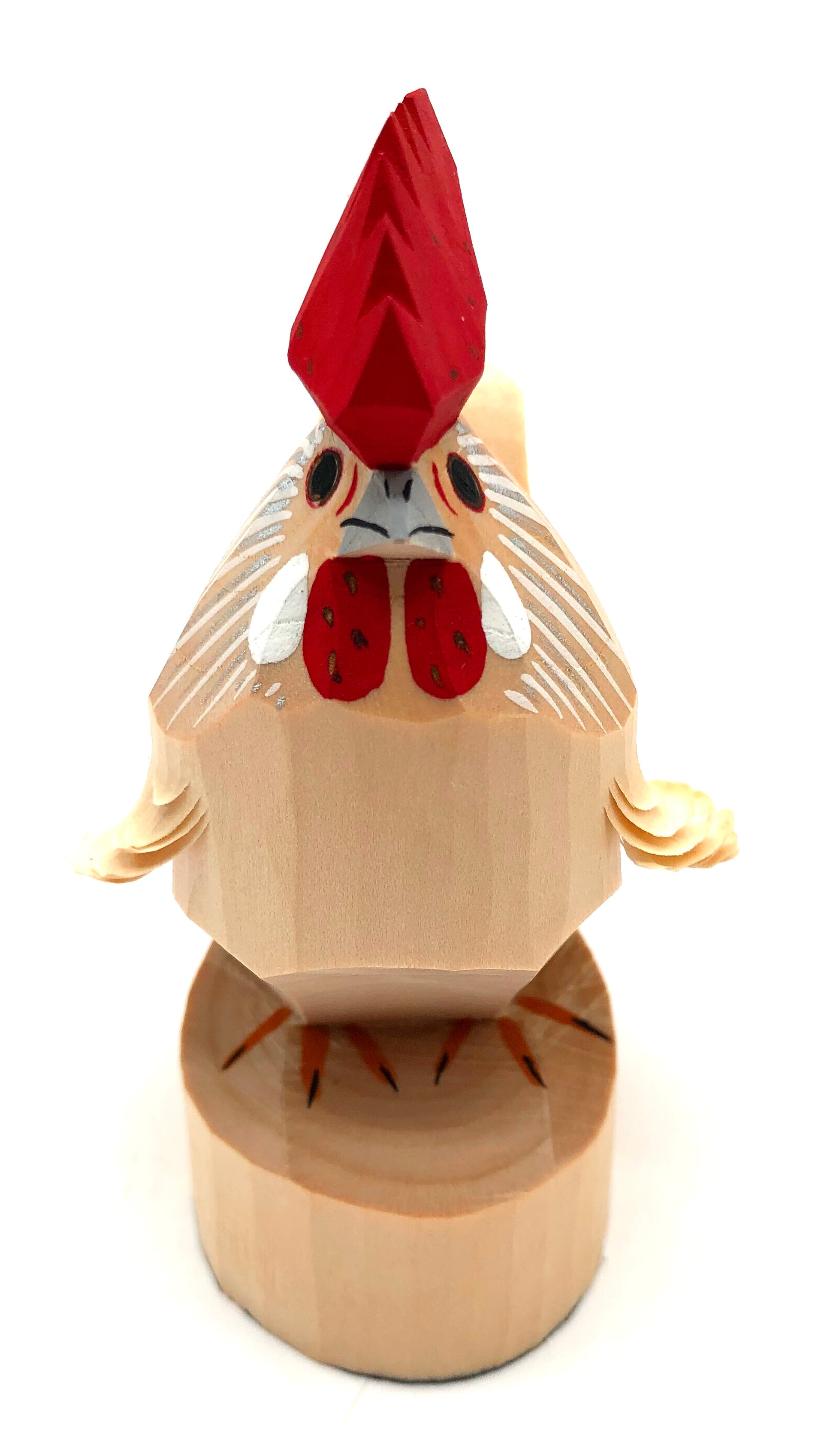 Japanese Sasano-bori Rooster Wood carving - Onagadori Rooster Yonezawa City
