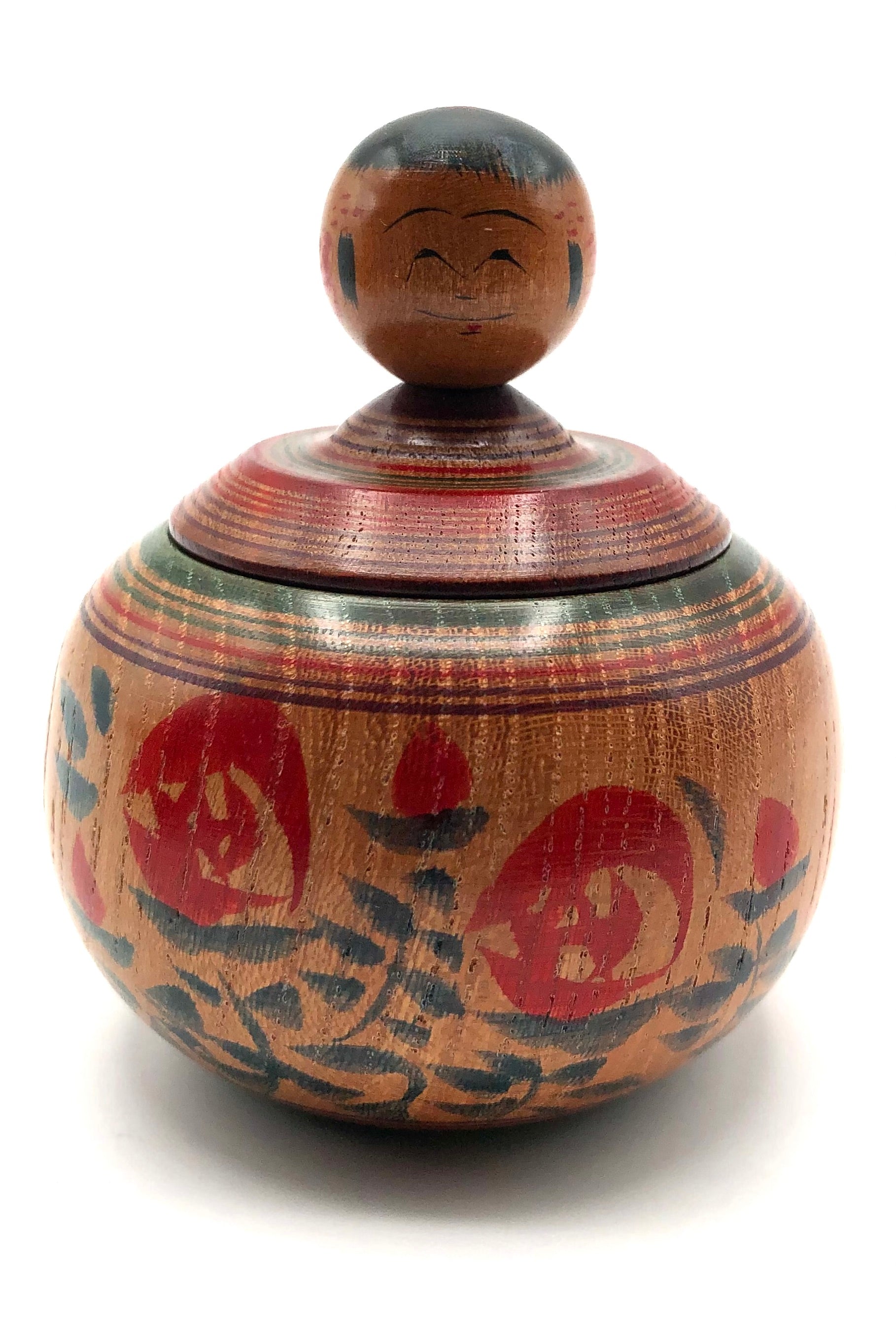 Japanese Traditional Zao Ejiko Kokeshi with Seven Miniature “mame-omocha” Kokeshi by Mito, Hiroshi