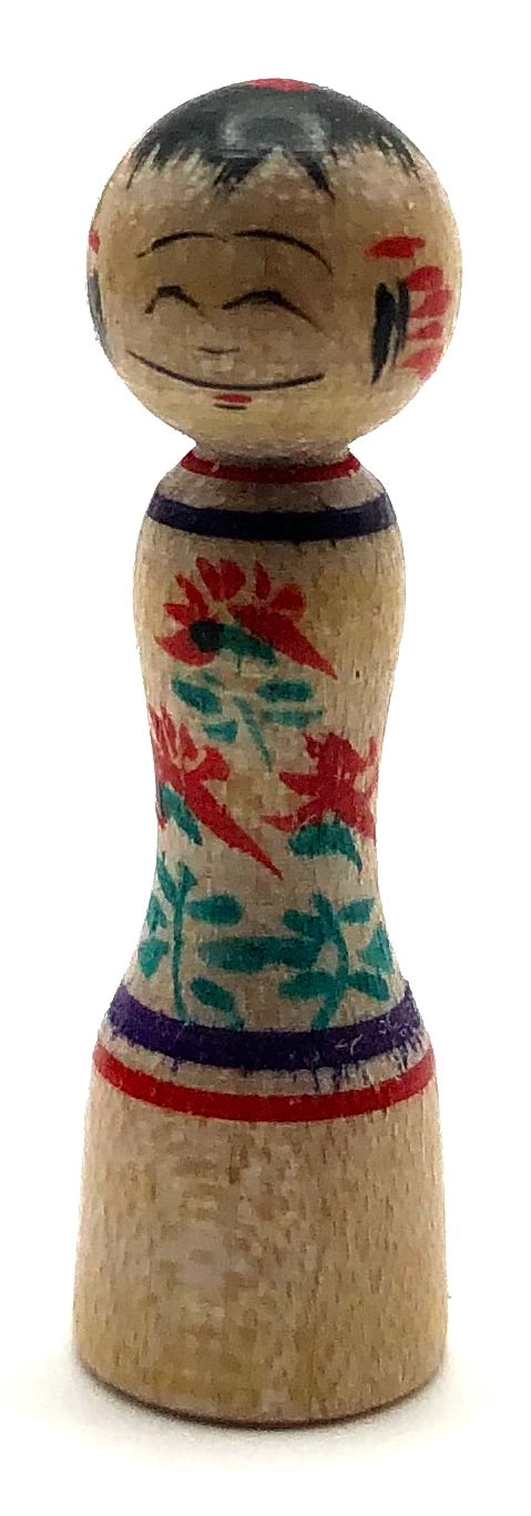 Japanese Traditional Zao Ejiko Kokeshi with Eleven Miniature “mame-omocha” Kokeshi by Mito, Hiroshi