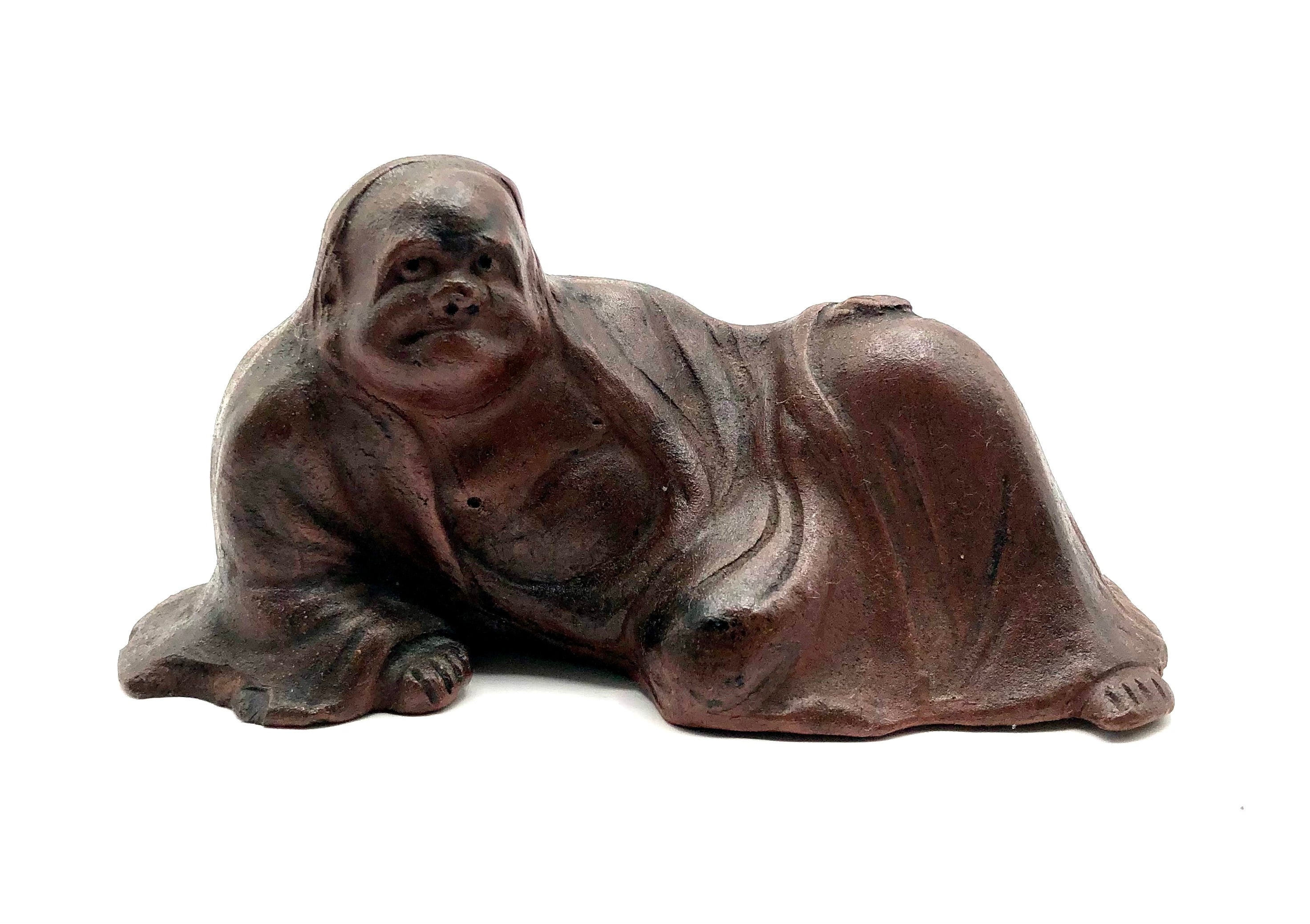 Japanese Antique Bizen-yaki Reclining Daruma | Bodhidharma