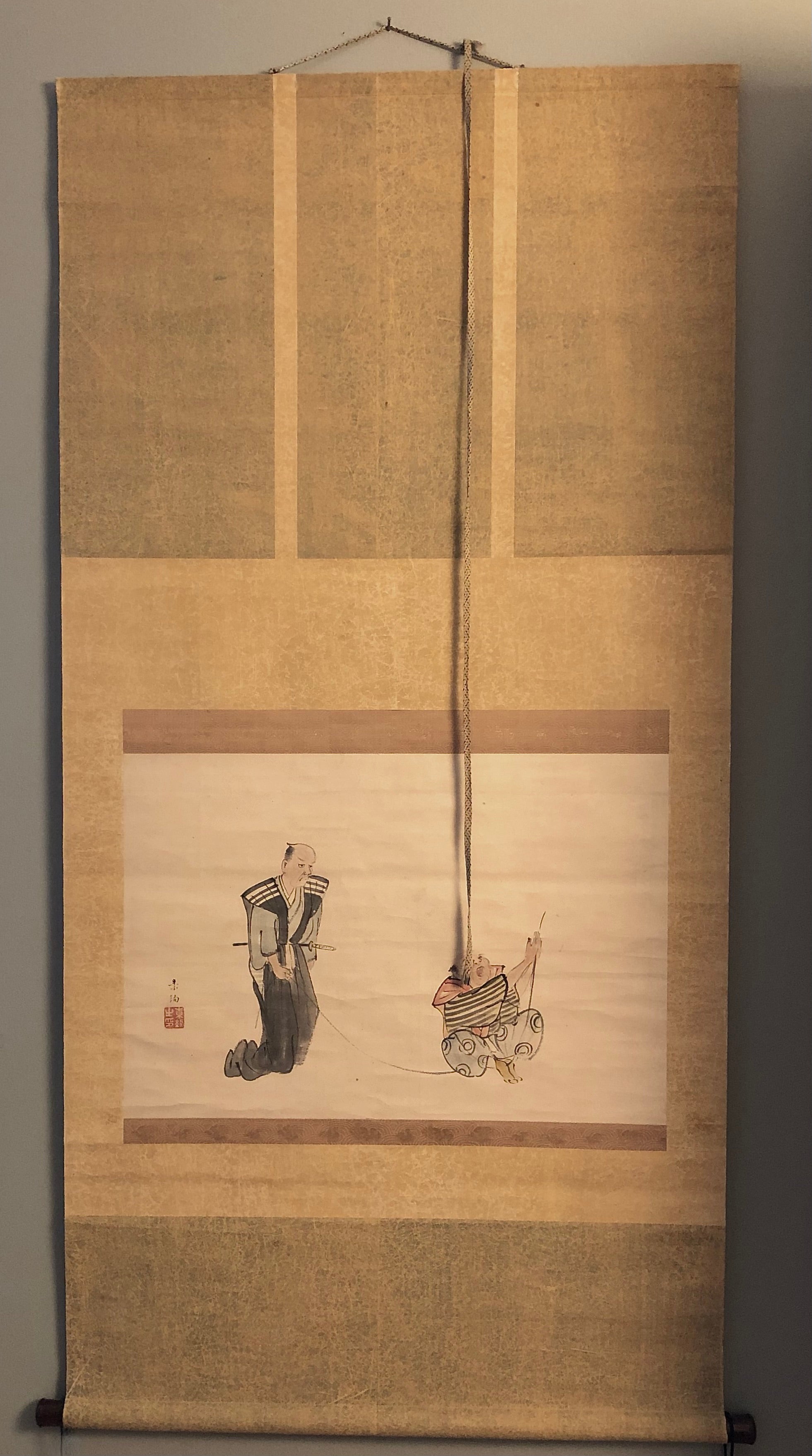 Japanese Vintage Hanging Scroll entitled: Bo-Shibari by Yamaguchi, Ryoshu (1886-1966)