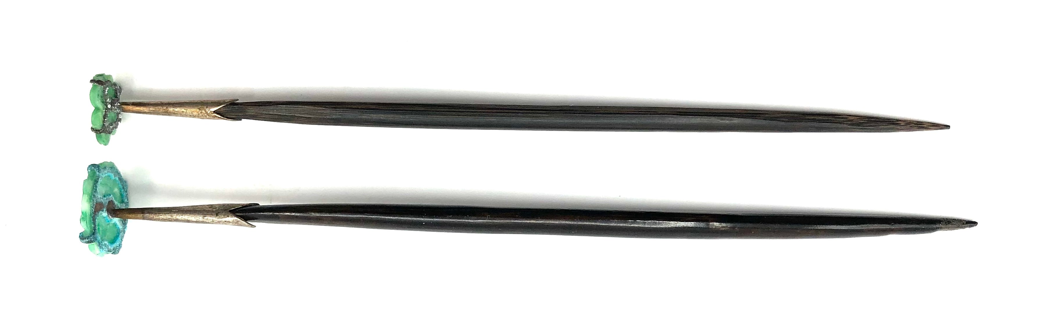 Japanese Vintage Set of Jade Koga Kanzashi Hair Ornament