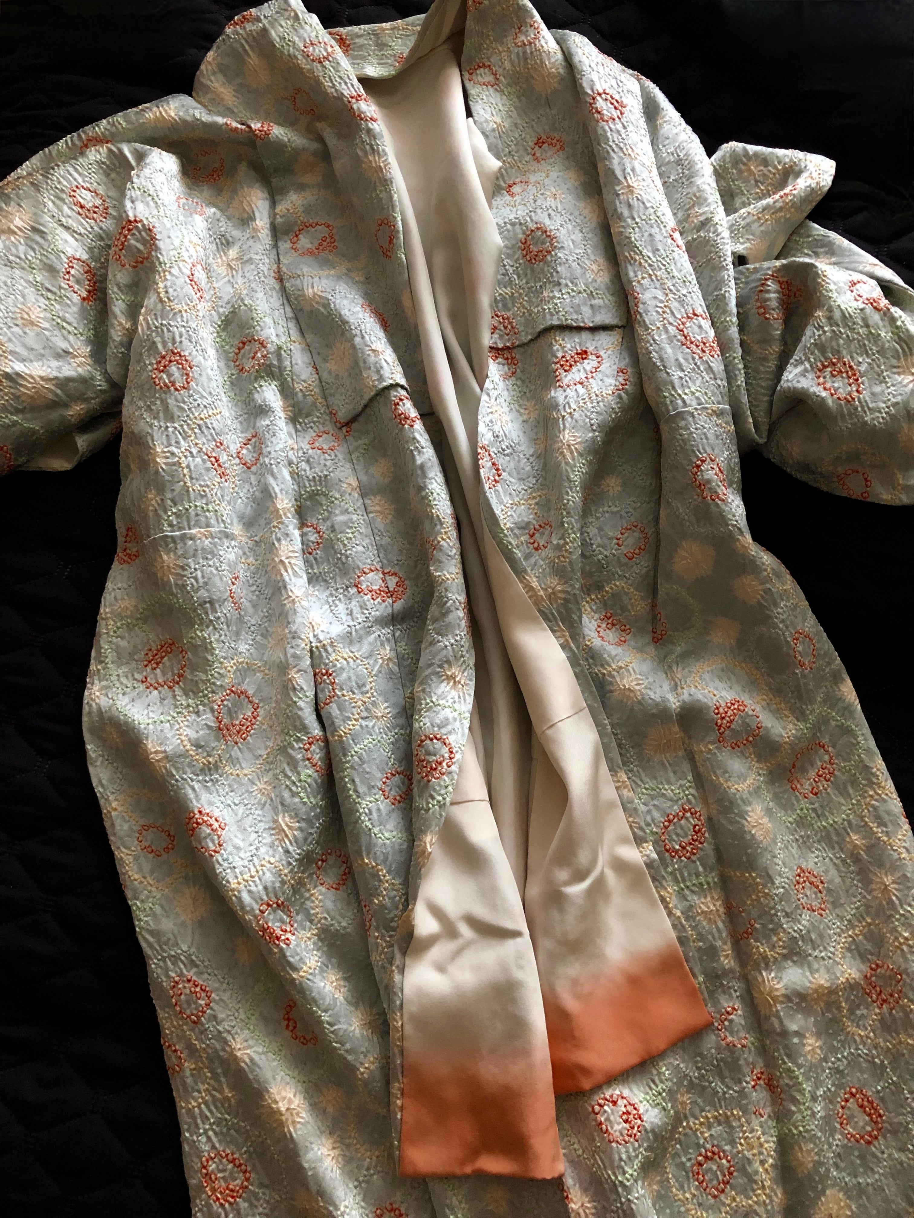 Japanese Vintage Silk and Shibori Kimono | Tie-Dyed Silk Kimono