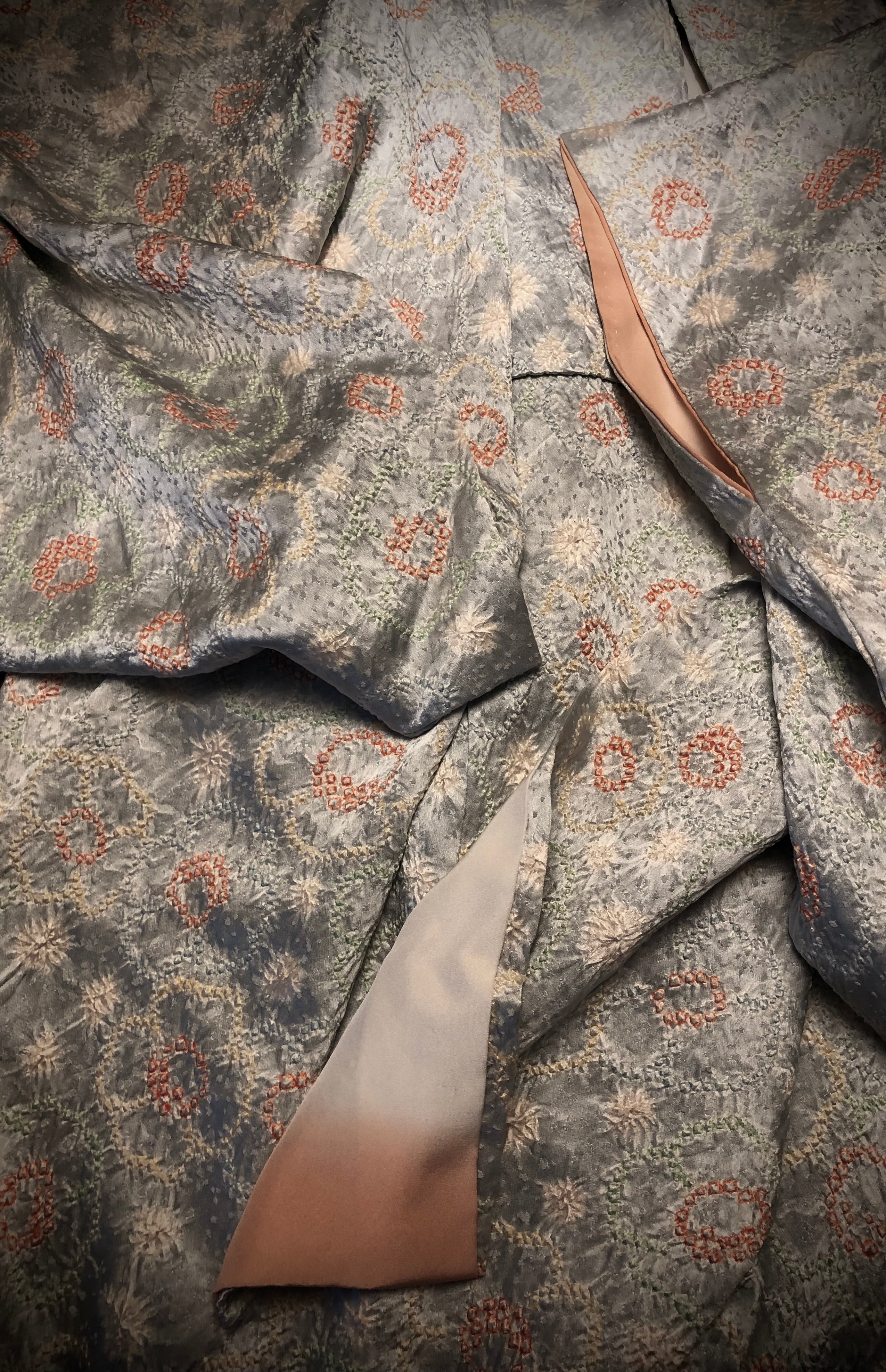 Japanese Vintage Silk and Shibori Kimono | Tie-Dyed Silk Kimono