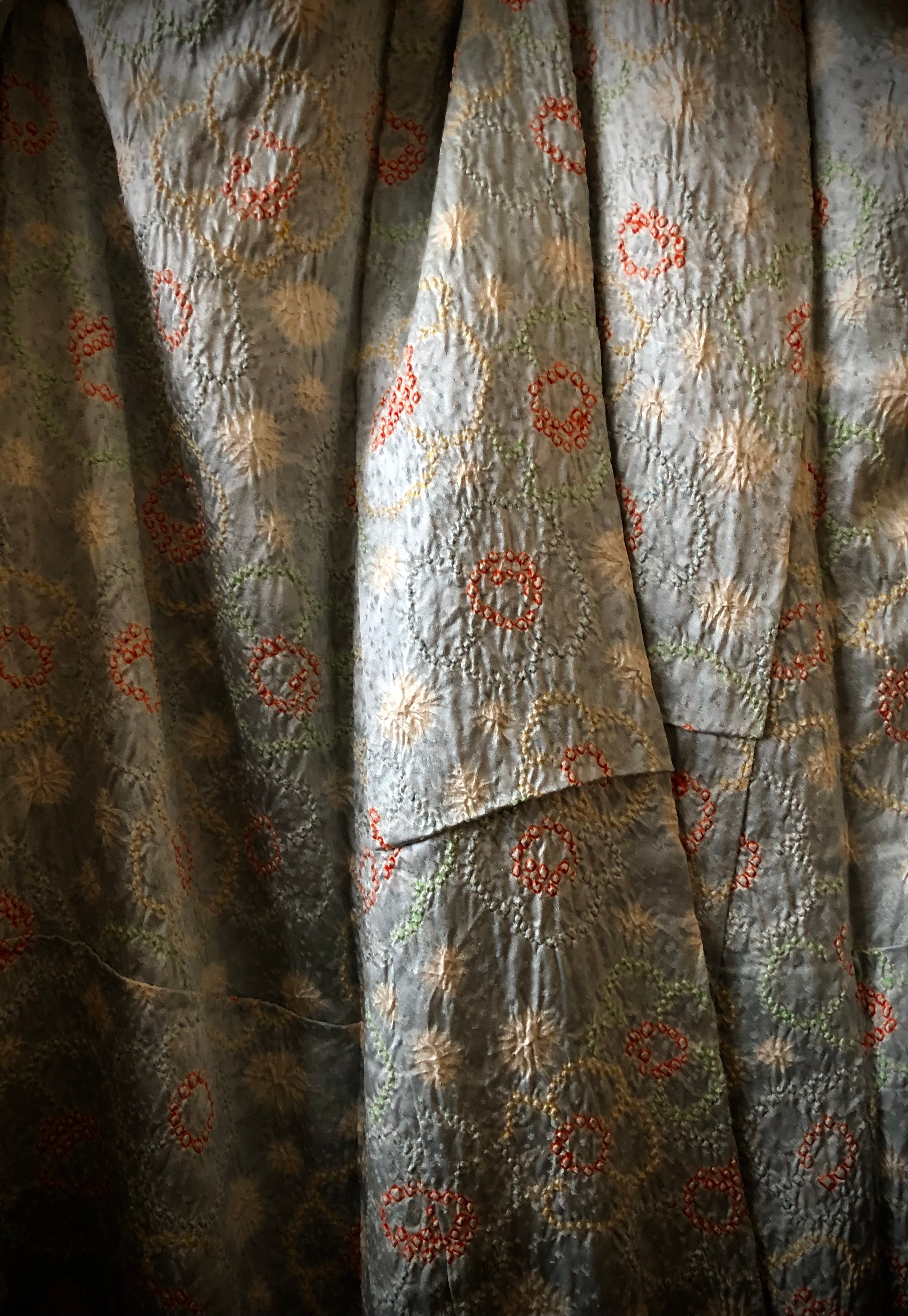 Japanese Vintage Silk and Shibori Kimono | Tie-Dyed Silk Kimono