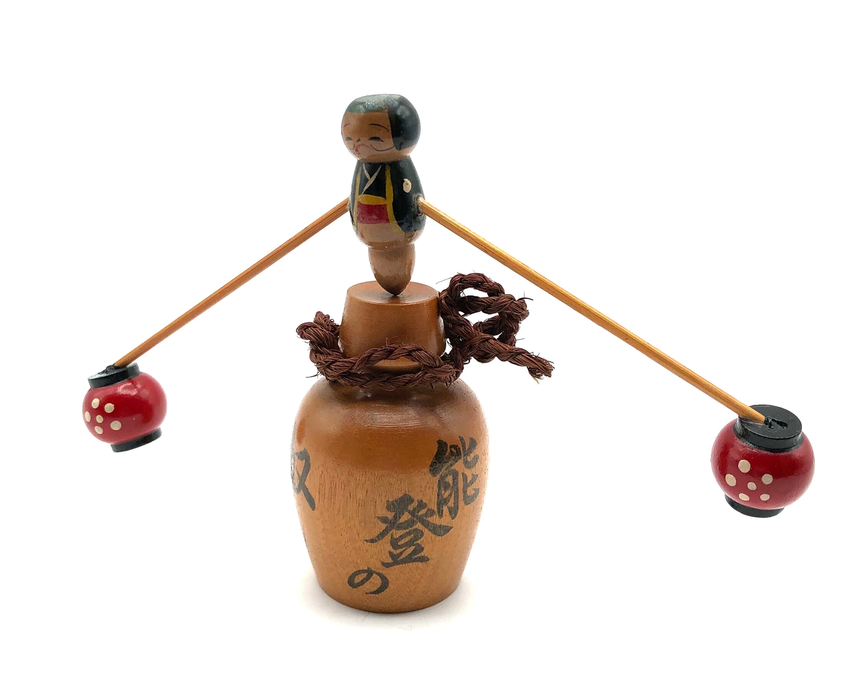 Vintage Japanese Wooden Yajirobe Balance Toy