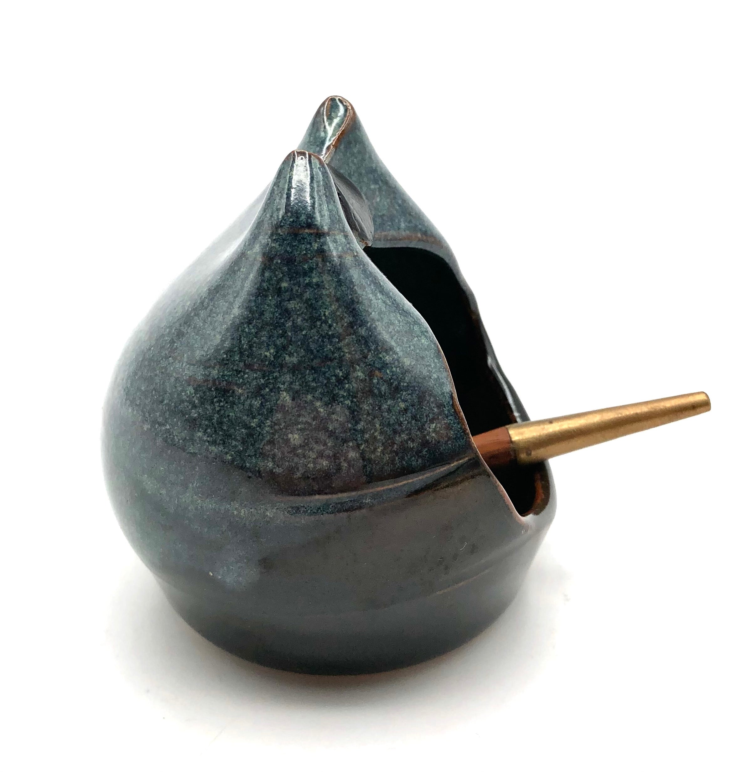 Vintage Japanese Neko Character Sugar Bowl and Spoon