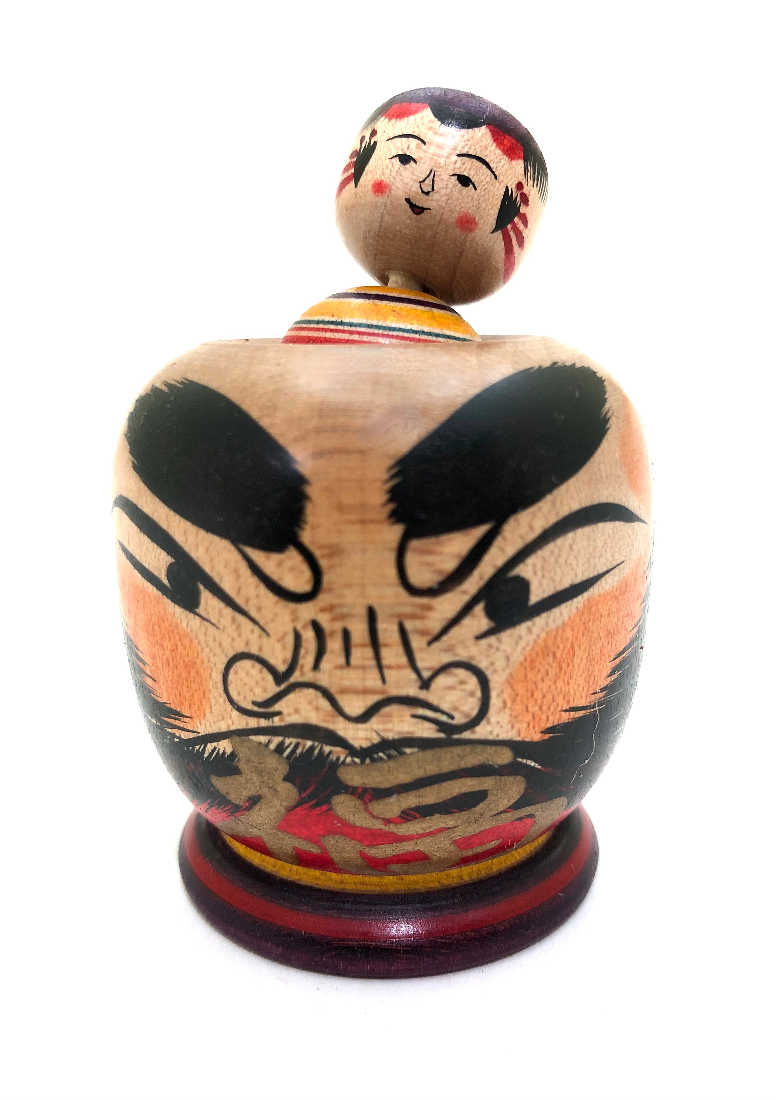 Rare Vintage Japanese Daruma with Baby by Hideyuki Sato