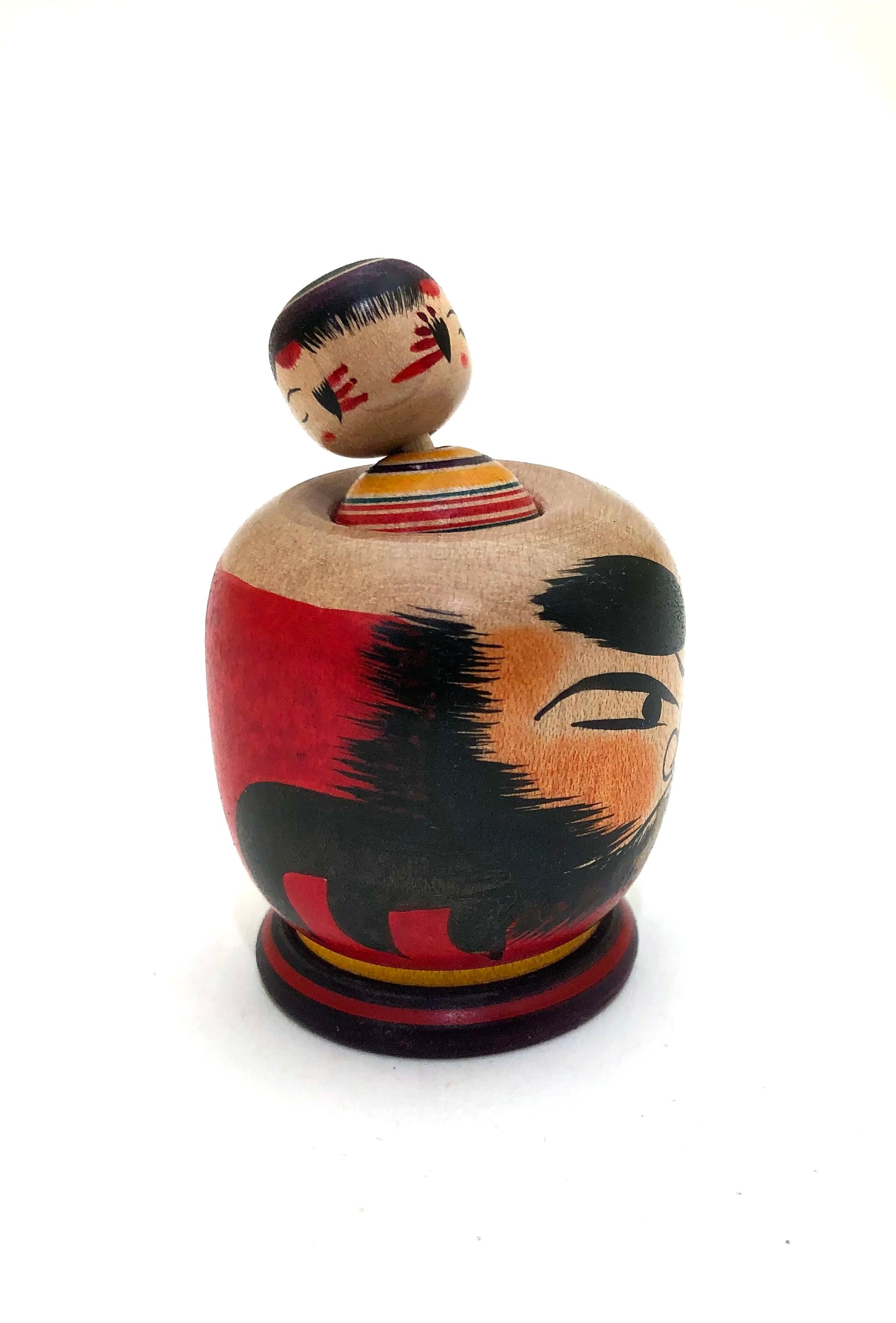 Rare Vintage Japanese Daruma with Baby by Hideyuki Sato