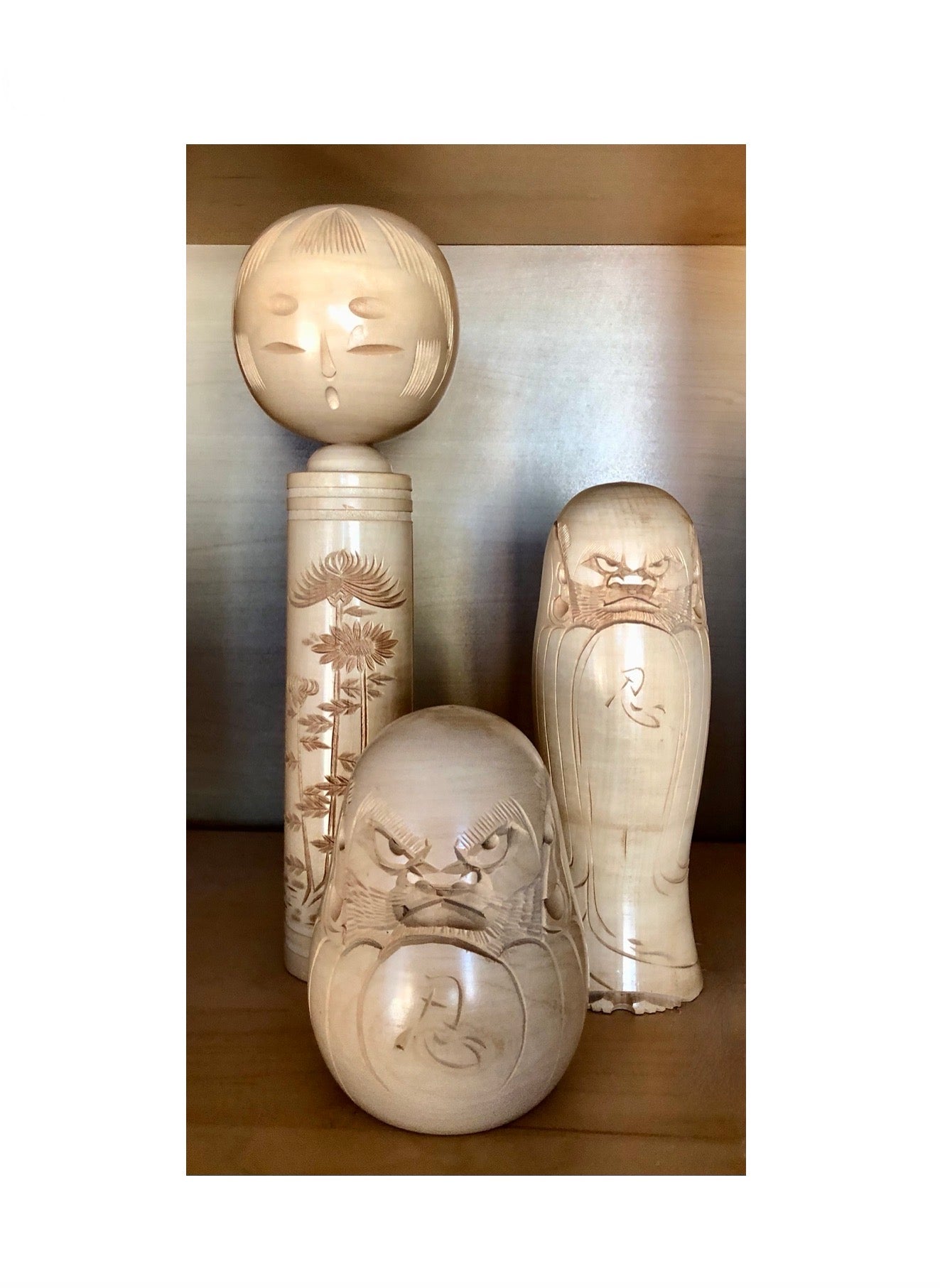 Vintage Japanese Sosaku Carvings of  “Folk Deities” by Suizan, Shinobu (Yokusan, Shizan)