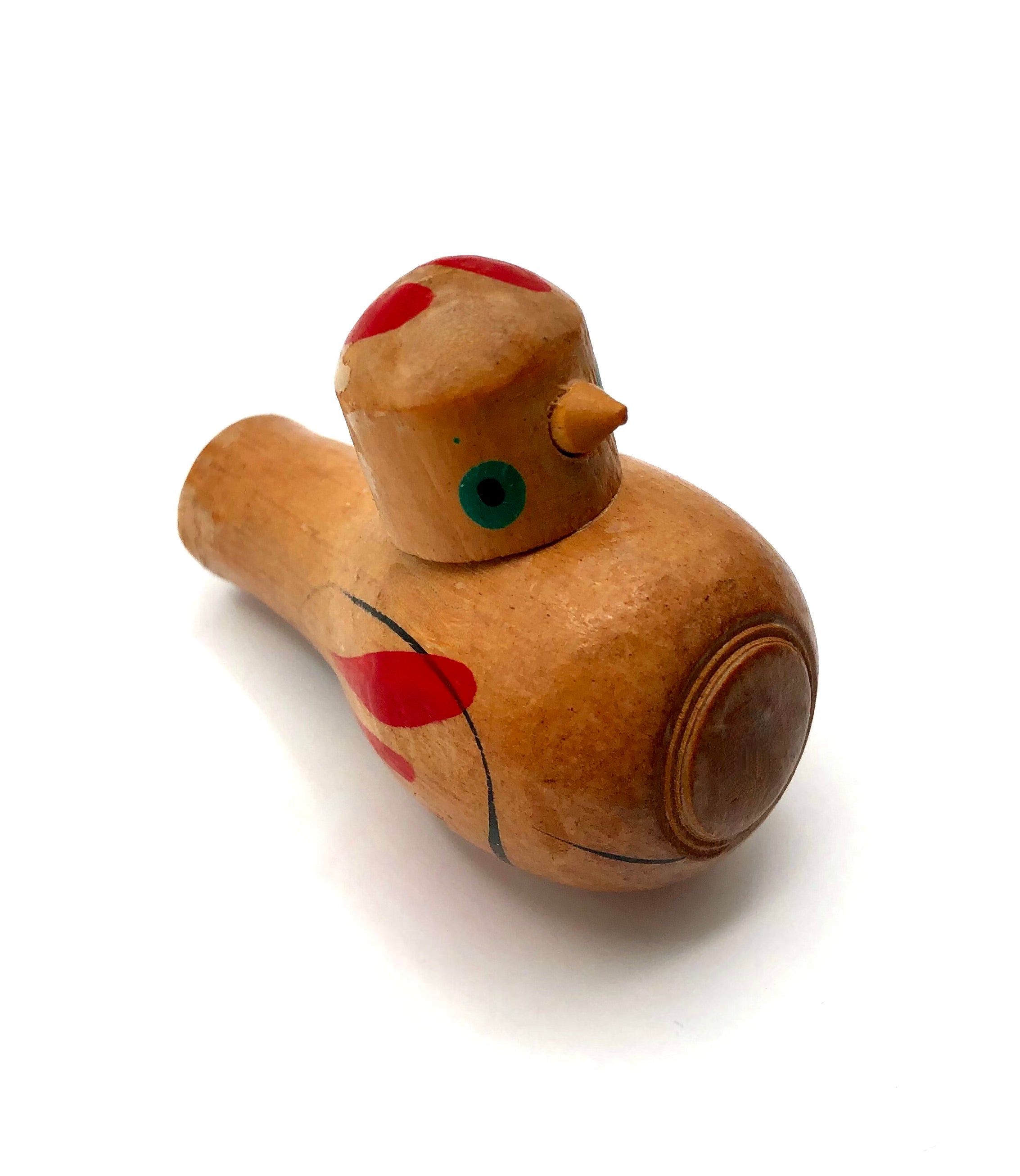 Vintage Japanese American Hand-Carved Wood Bird Whistle