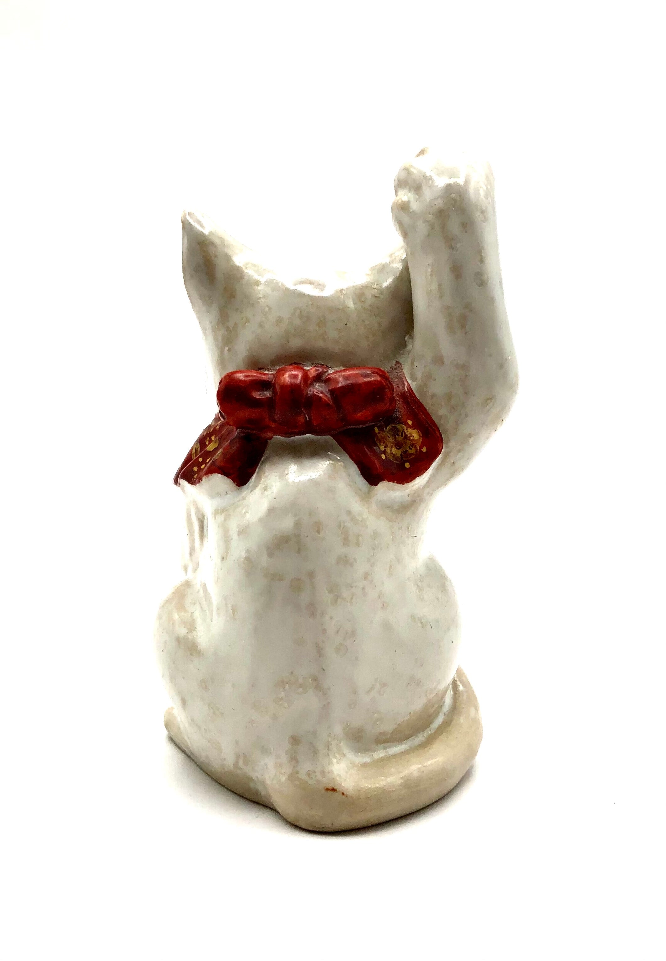 Vintage Japanese Kutani Porcelain Maneki Neko, (Lucky Cat) | “Inviting Neko” by Miyamoto, Naoki