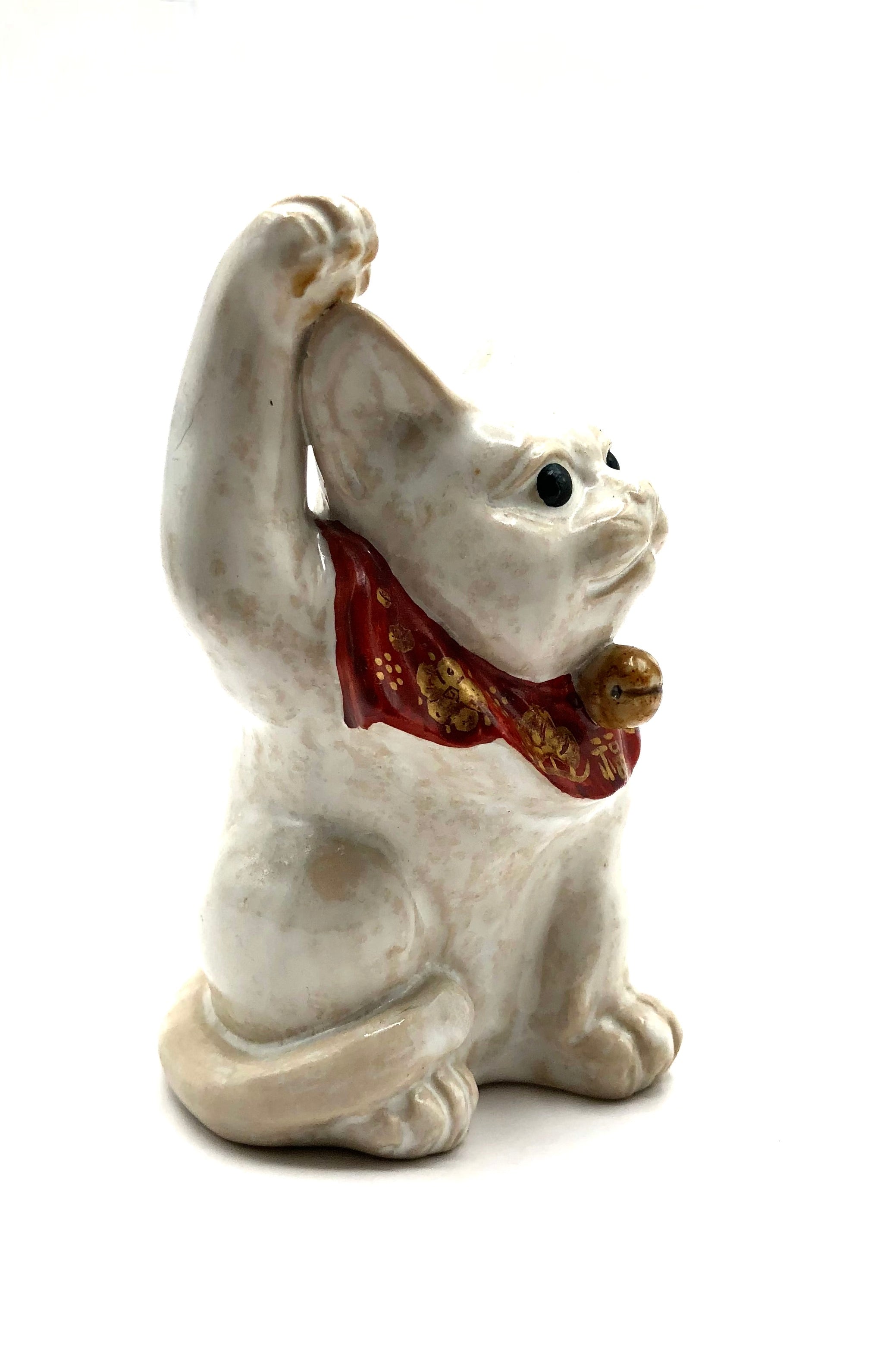 Vintage Japanese Kutani Porcelain Maneki Neko, (Lucky Cat) | “Inviting Neko” by Miyamoto, Naoki