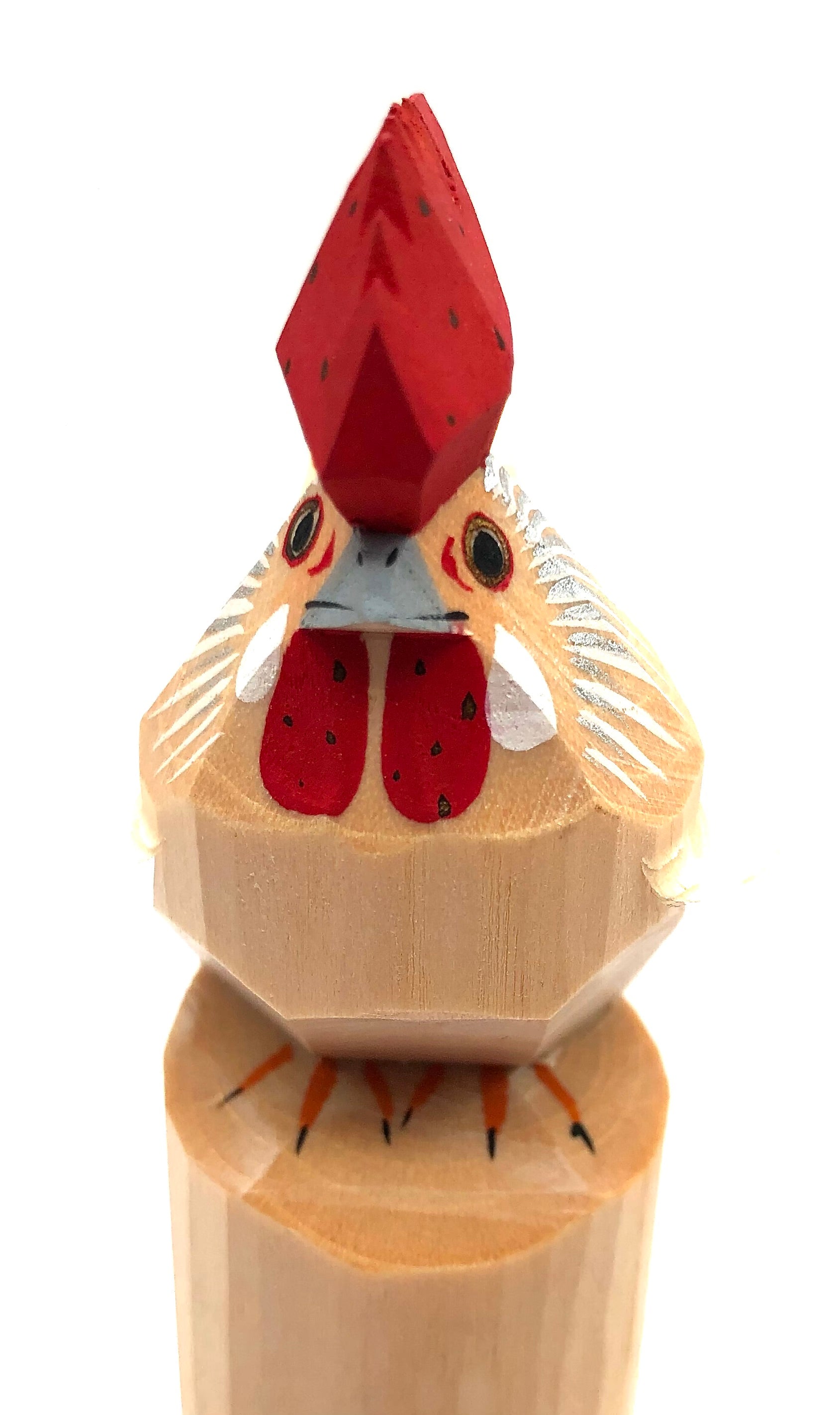 Japanese Sasano-bori Rooster Wood carving - Onagadori Rooster Yonezawa City