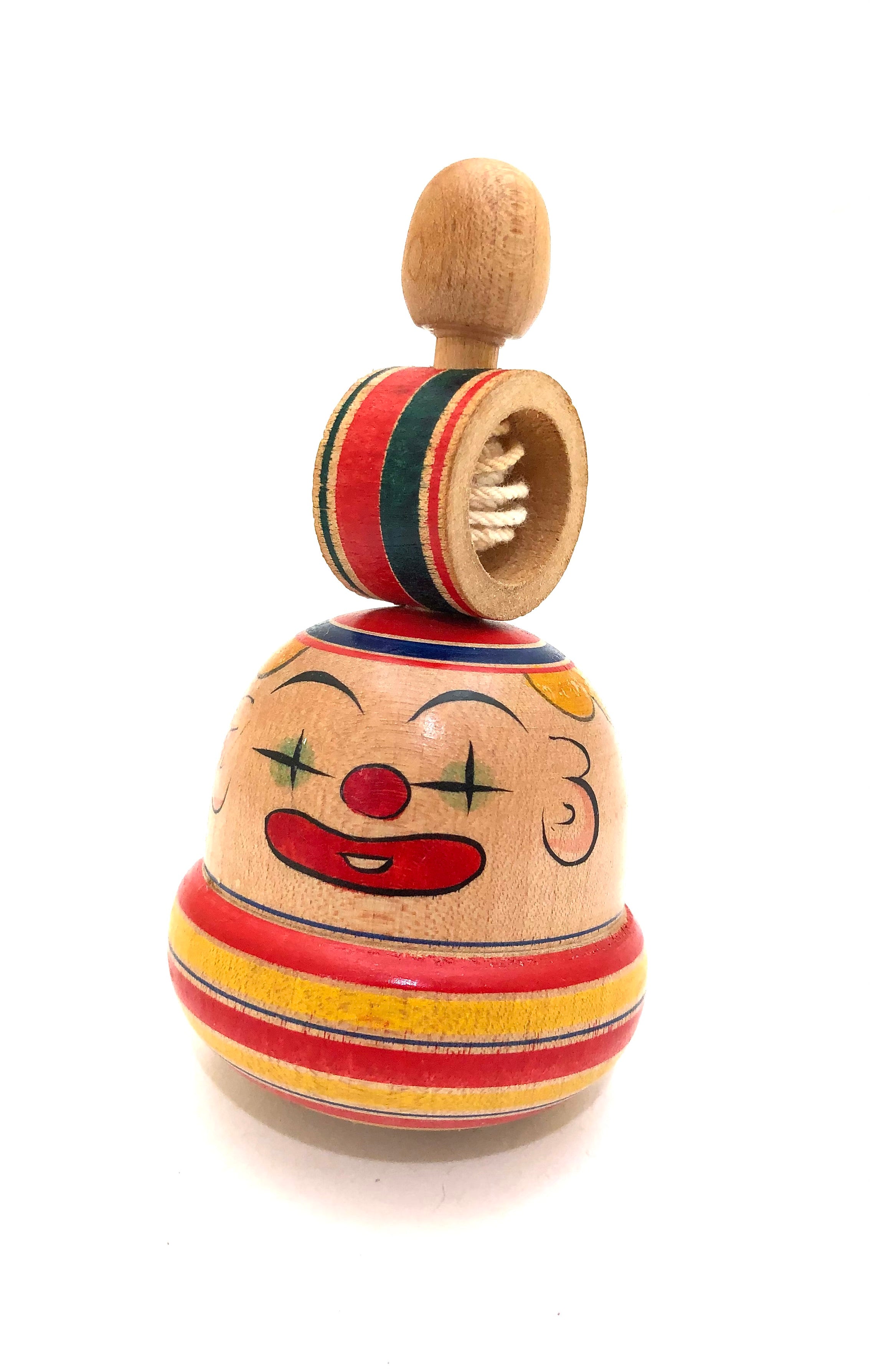 Vintage Japanese Sasebo Spinning Whirling Circus Clown Koma | Kijigangu Sakadachi Top by Katakura Family