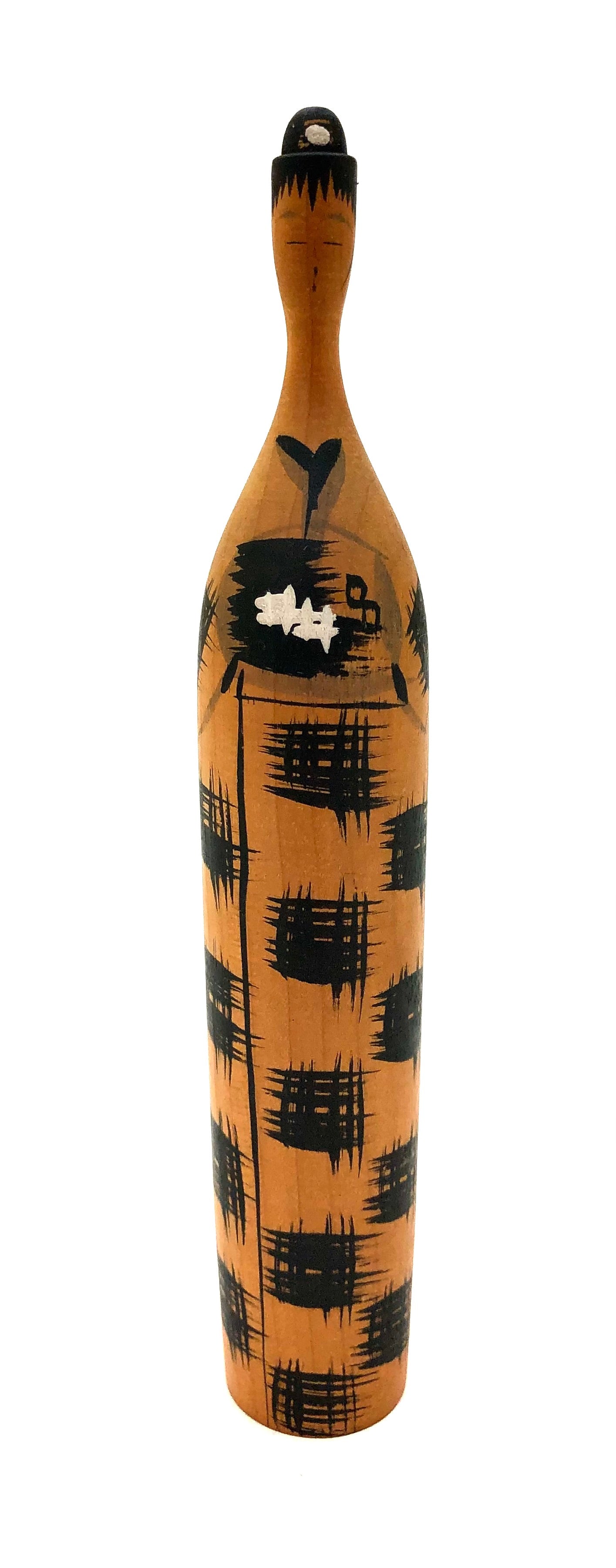 Vintage Japanese Sosaku Kokeshi entitled: “Kasuri | Ikat” by Sato, Bunkichi, 1922-2008