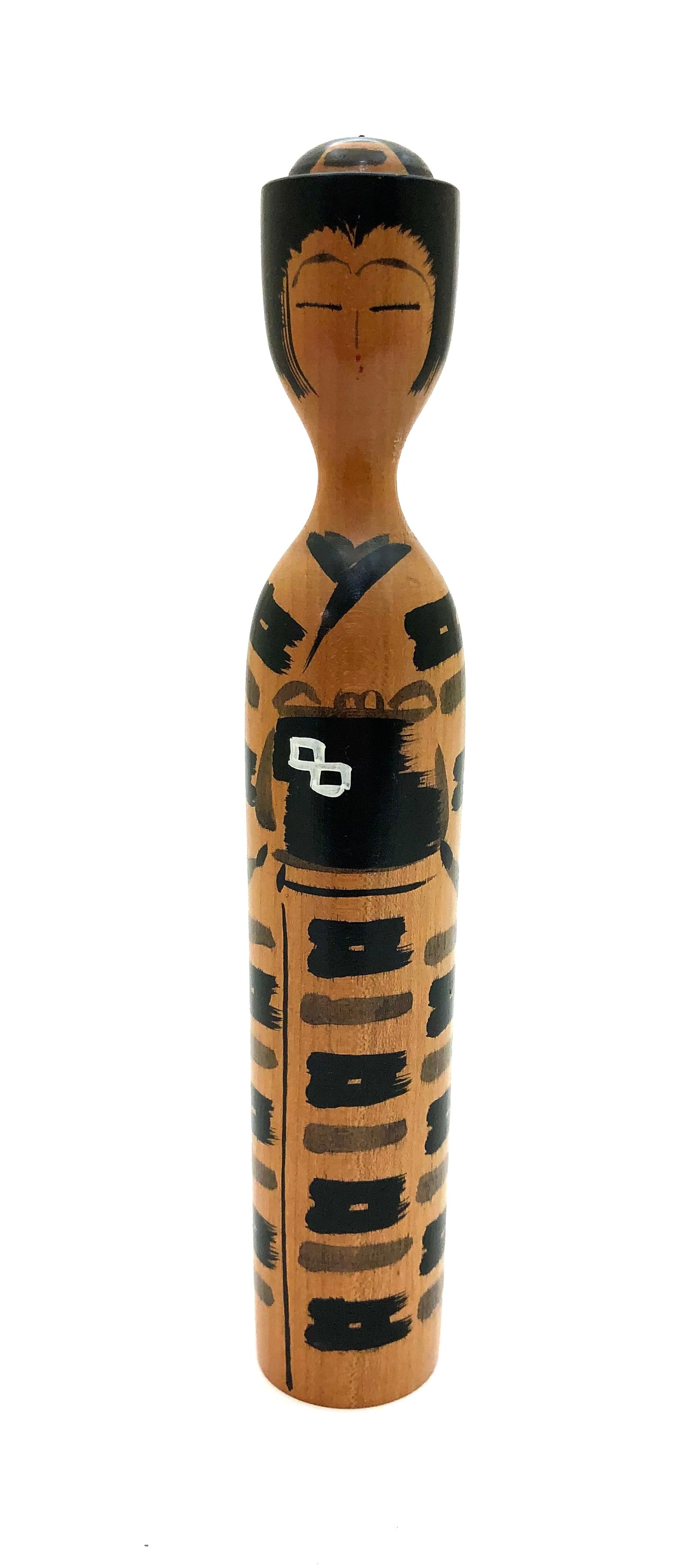Vintage Japanese Sosaku Kokeshi entitled: “Kasuri | Ikat” by Sato, Bunkichi, 1922-2008