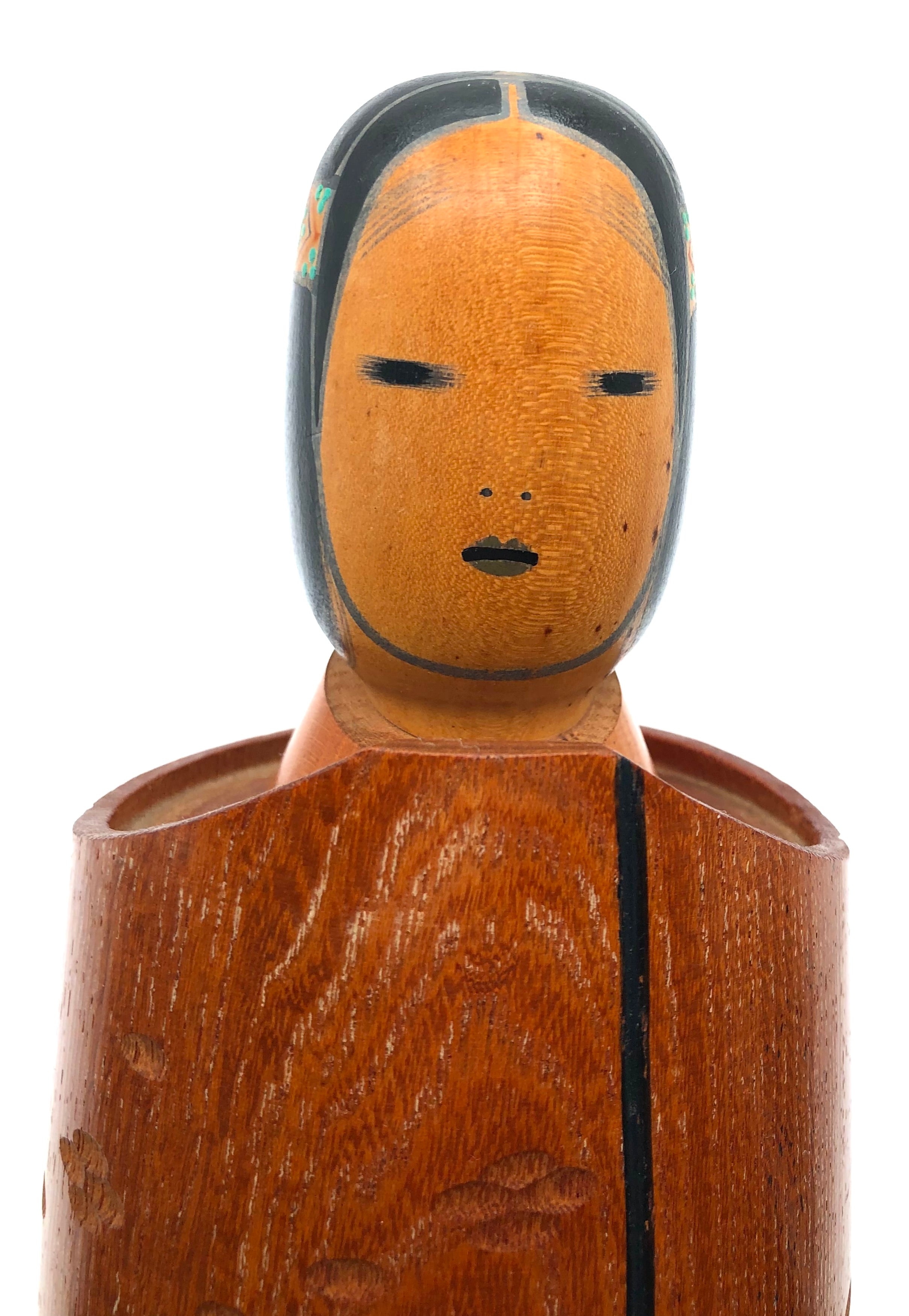 Vintage Japanese Sosaku Kokeshi entitled: “Nōmen yakusha | Noh Mask Actor” by Kon, Akira (Seiju, 1931)