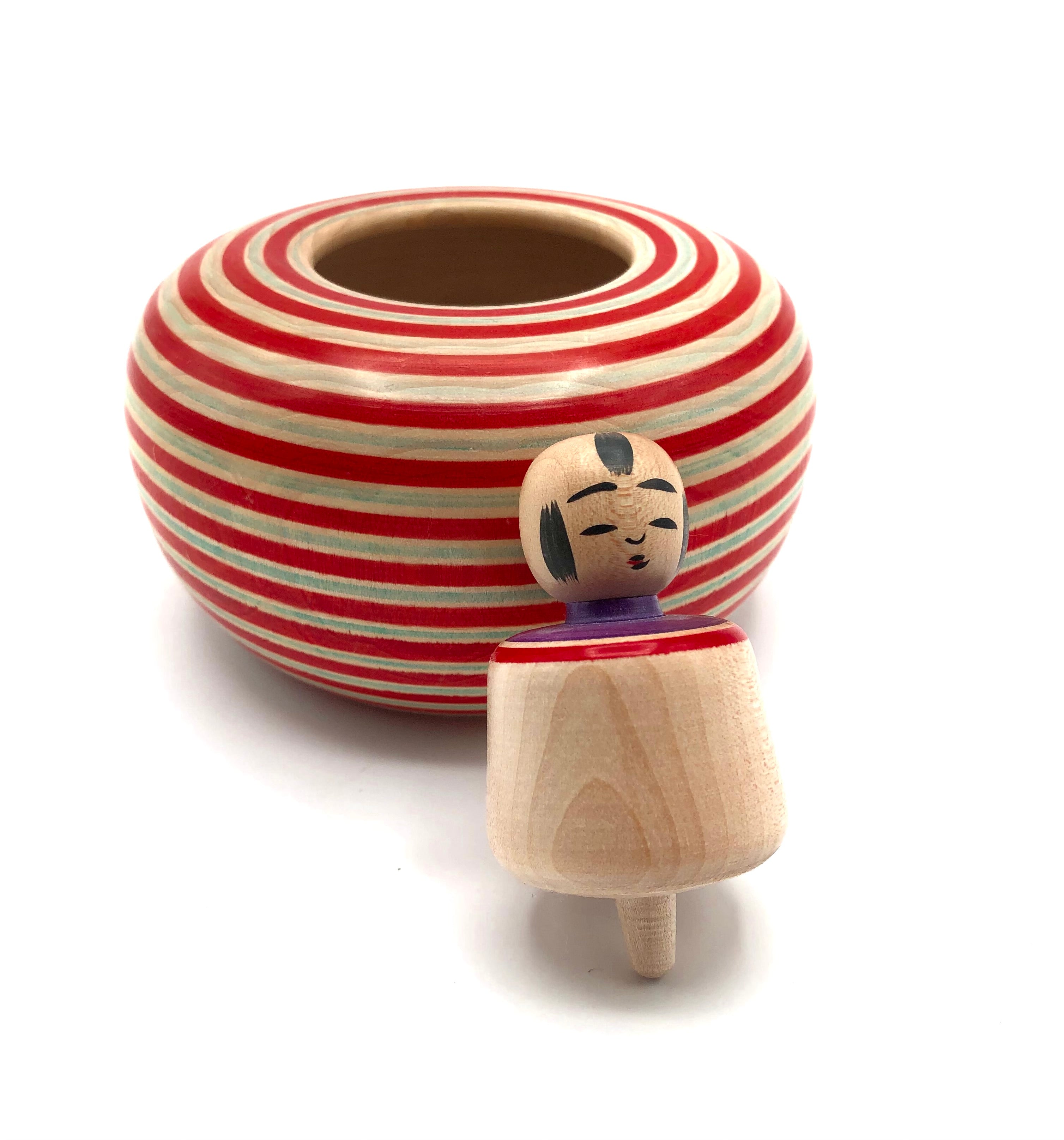 Vintage Japanese Tougatta Ejiko Baby Spinning Top | Simulated Wood Basket | Sato, Fumio (1923-)