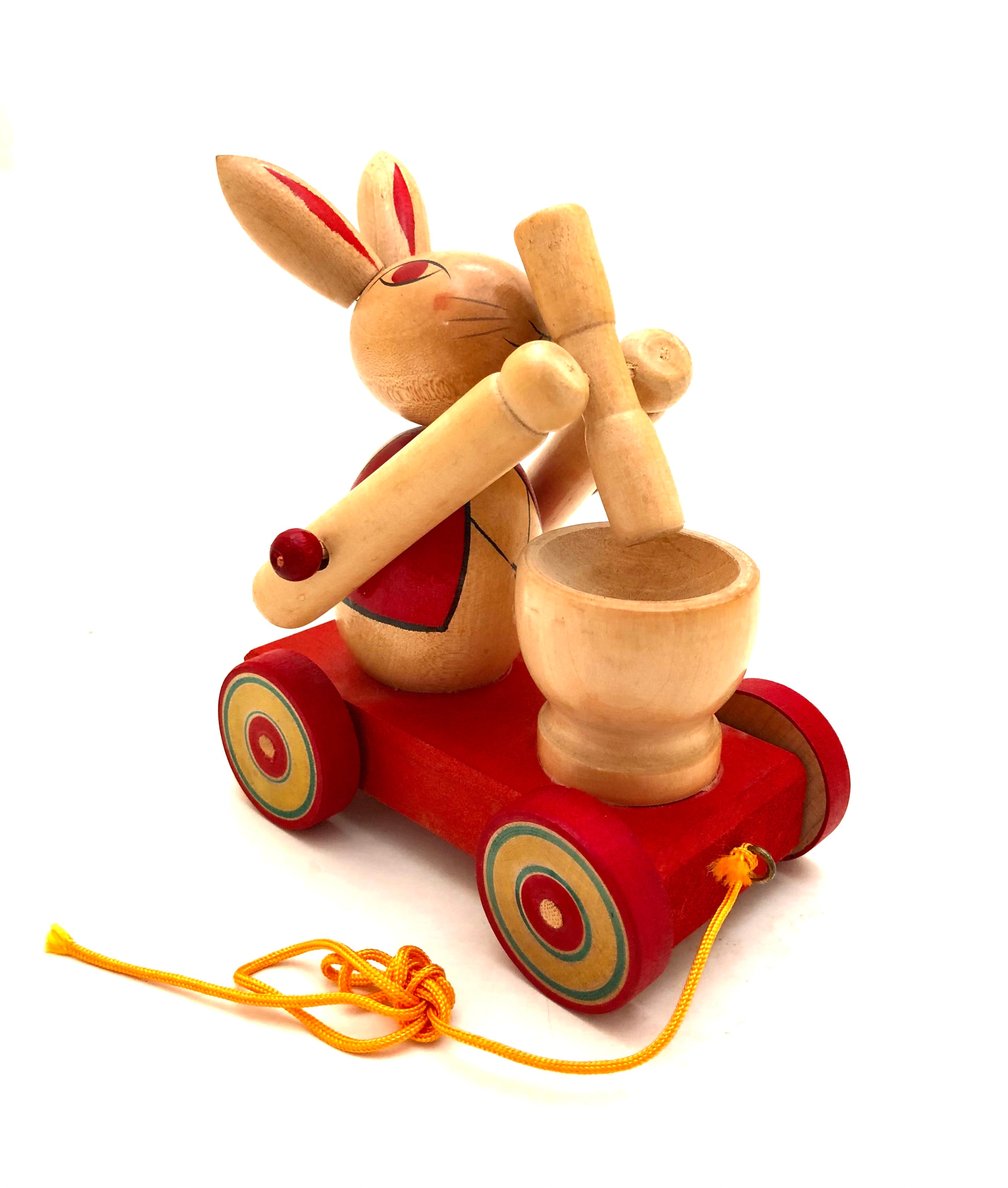 Vintage Japanese Traditional Kijigangu Rabbit Pounding Mochi by Tsuta, Fumio
