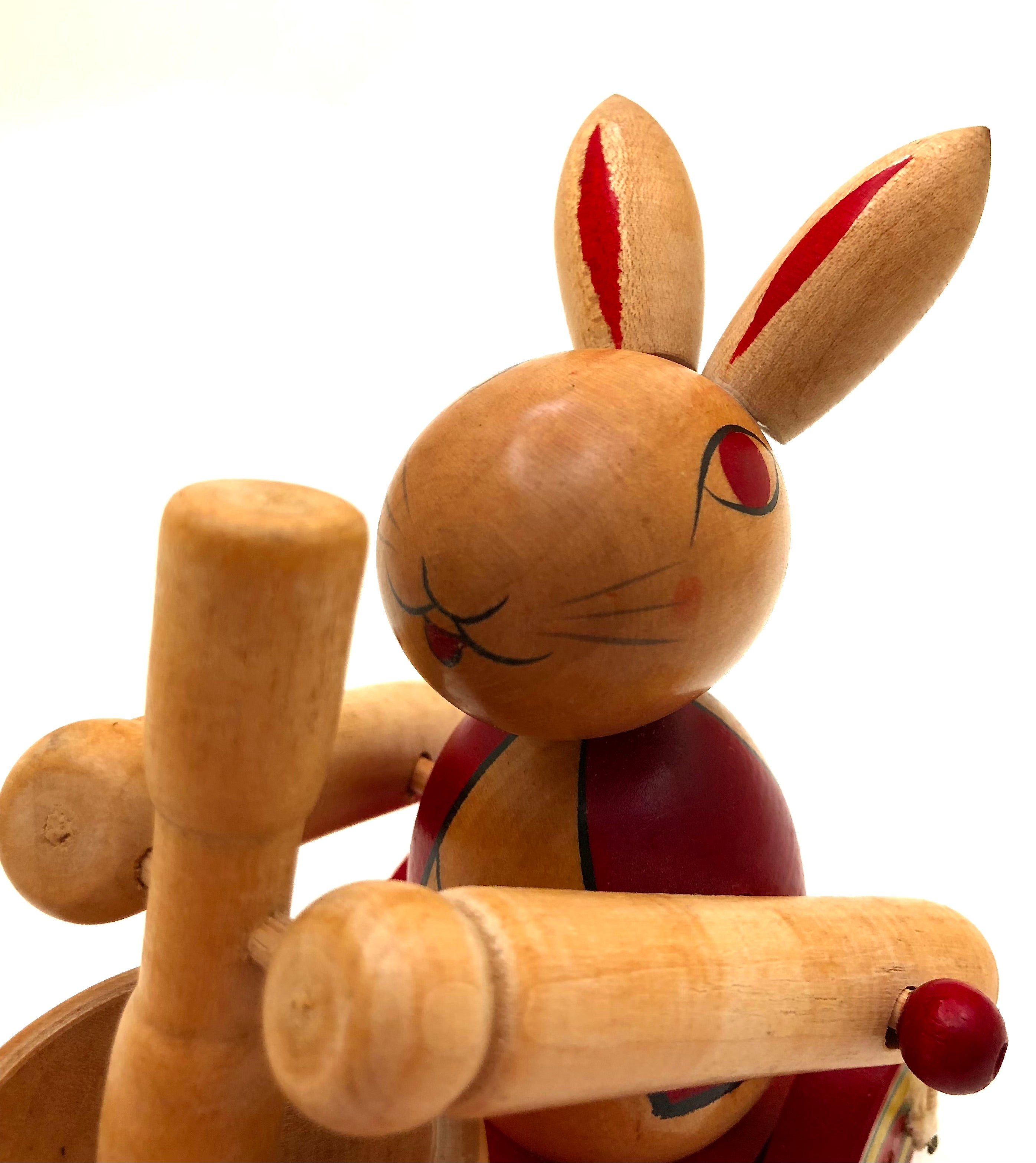 Vintage Japanese Traditional Kijigangu Rabbit Pounding Mochi by Tsuta, Fumio