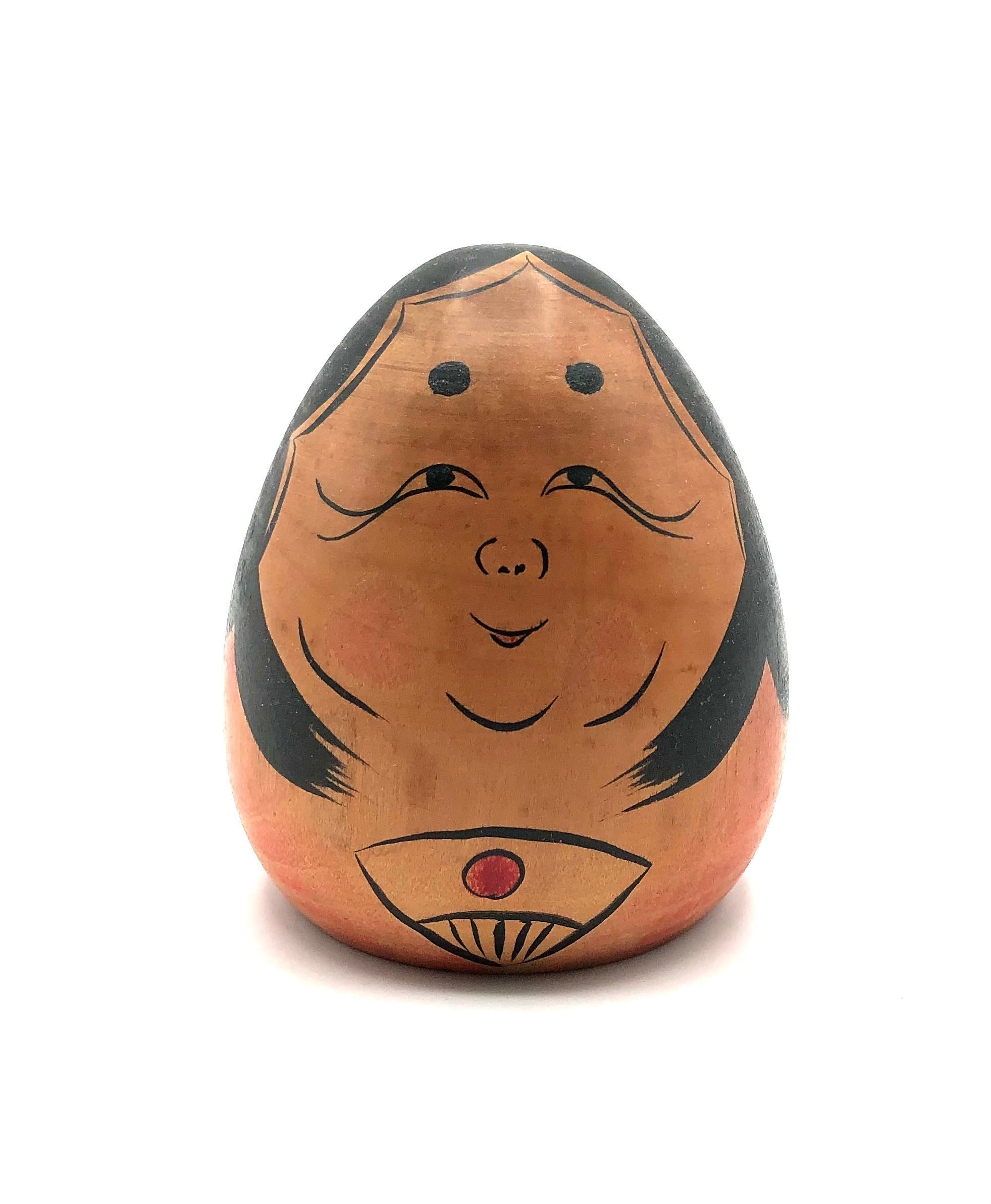 Vintage Japanese Traditional Tougatta Kokeshi of Otafuku by Sato, Teruo (1919-)