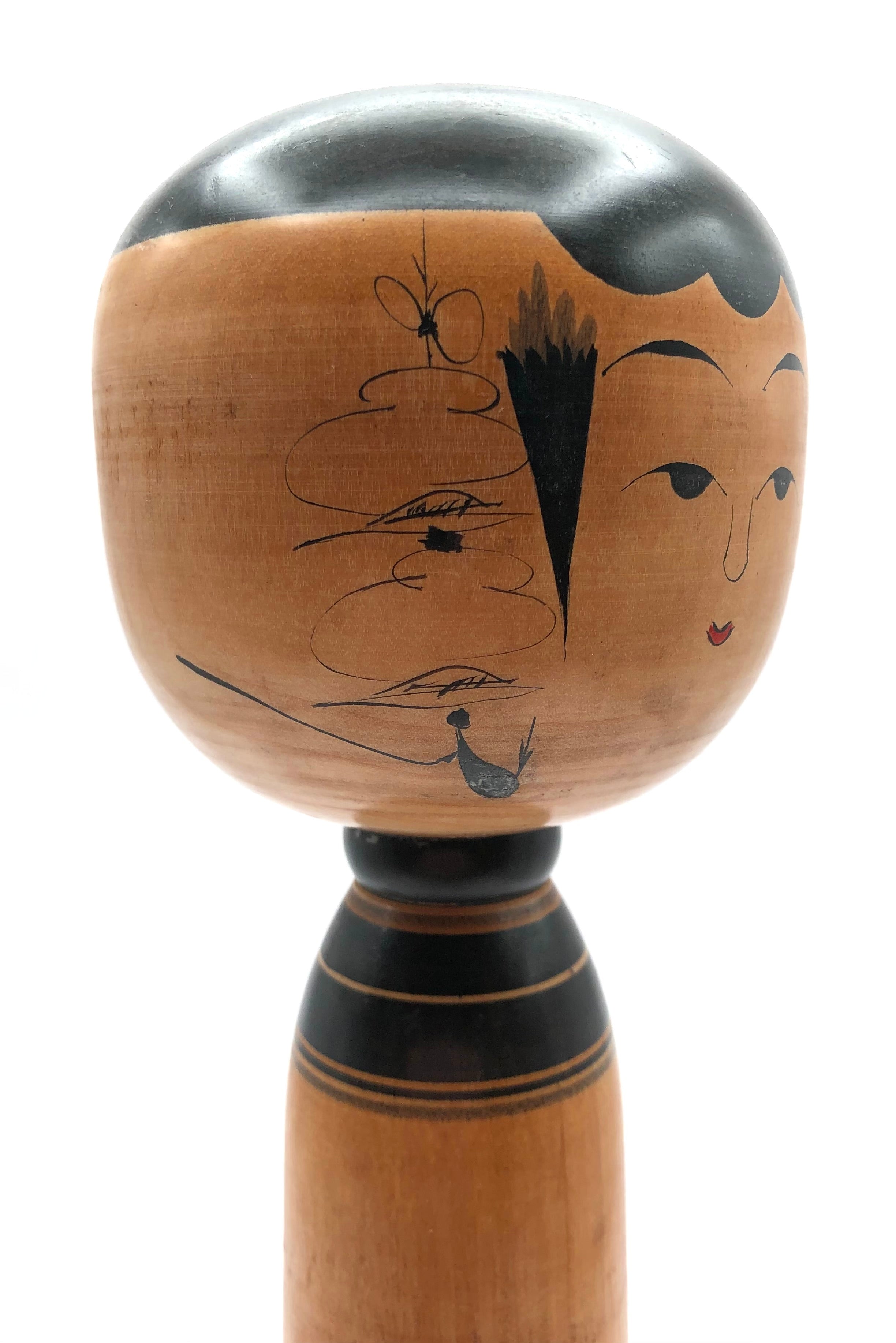 Vintage Japanese Traditional Yajiro Kokeshi entitled: Enlightenment by Katsushi, Ogura