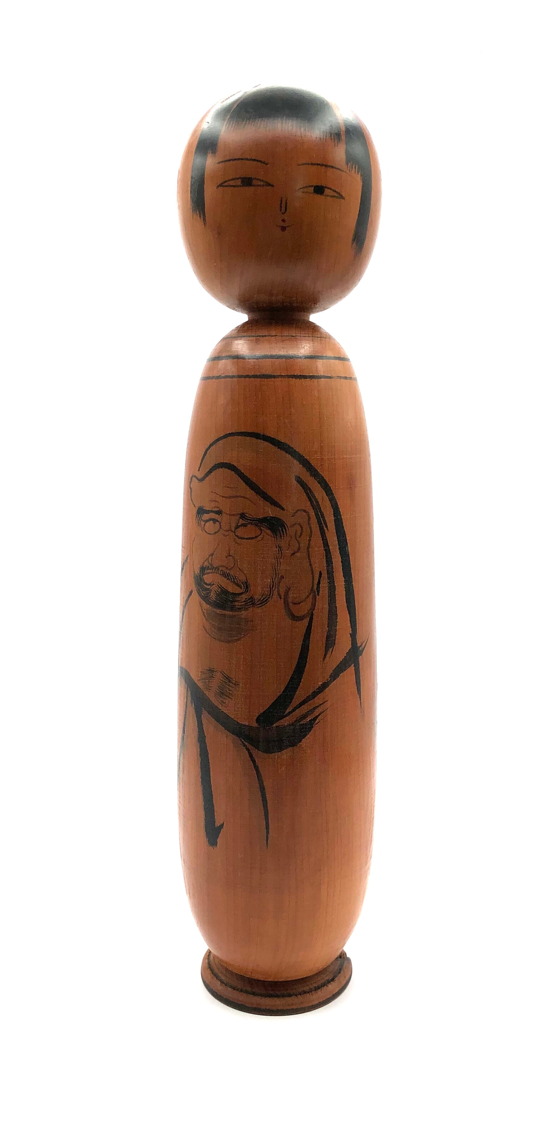 Vintage Japanese Transitional Kokeshi entitled: “Daruma | Bodhidharma” by Shibuya, Shinraku