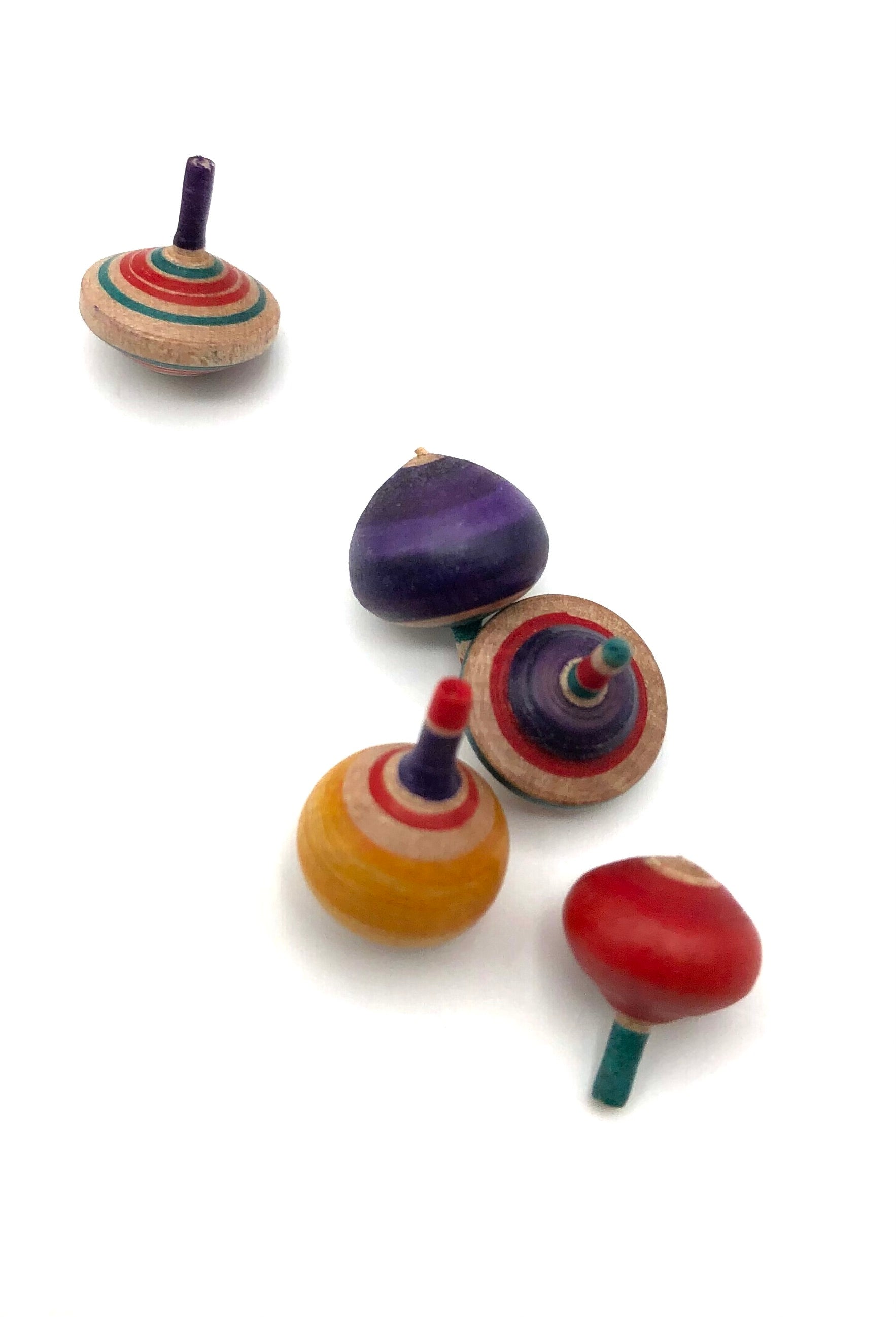 Vintage Japanese RARE Yajirou Ejiko Container with Miniature Spinning Tops | Koma by Ooizumi, Kiyomi (1936-)