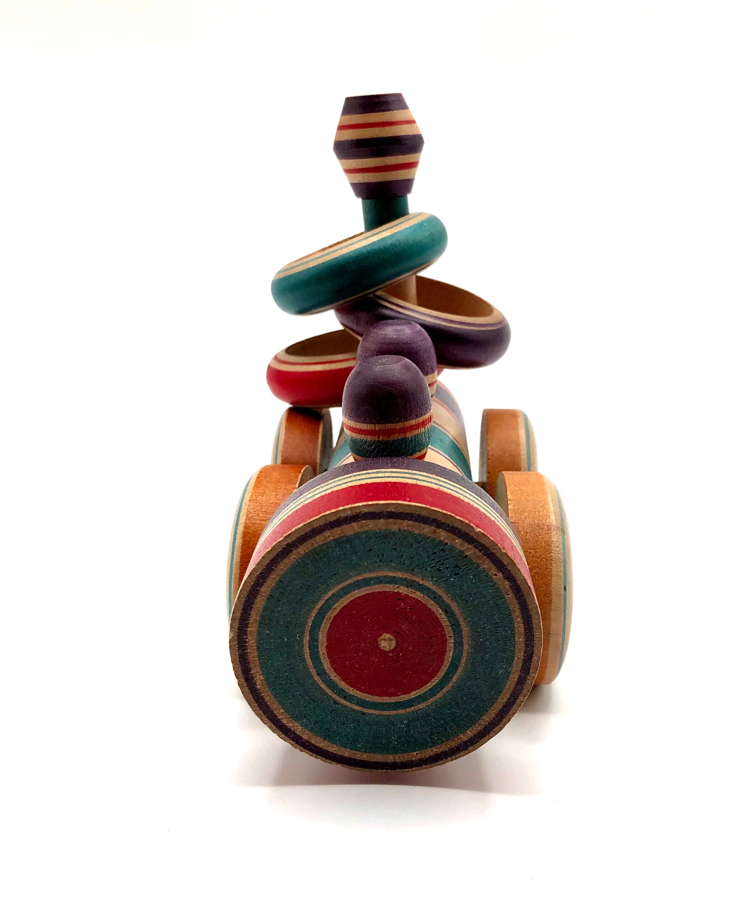 Vintage Japanese Yajirou Wheeled Push Ring Toss Toy Train by Tsuta, Fumio