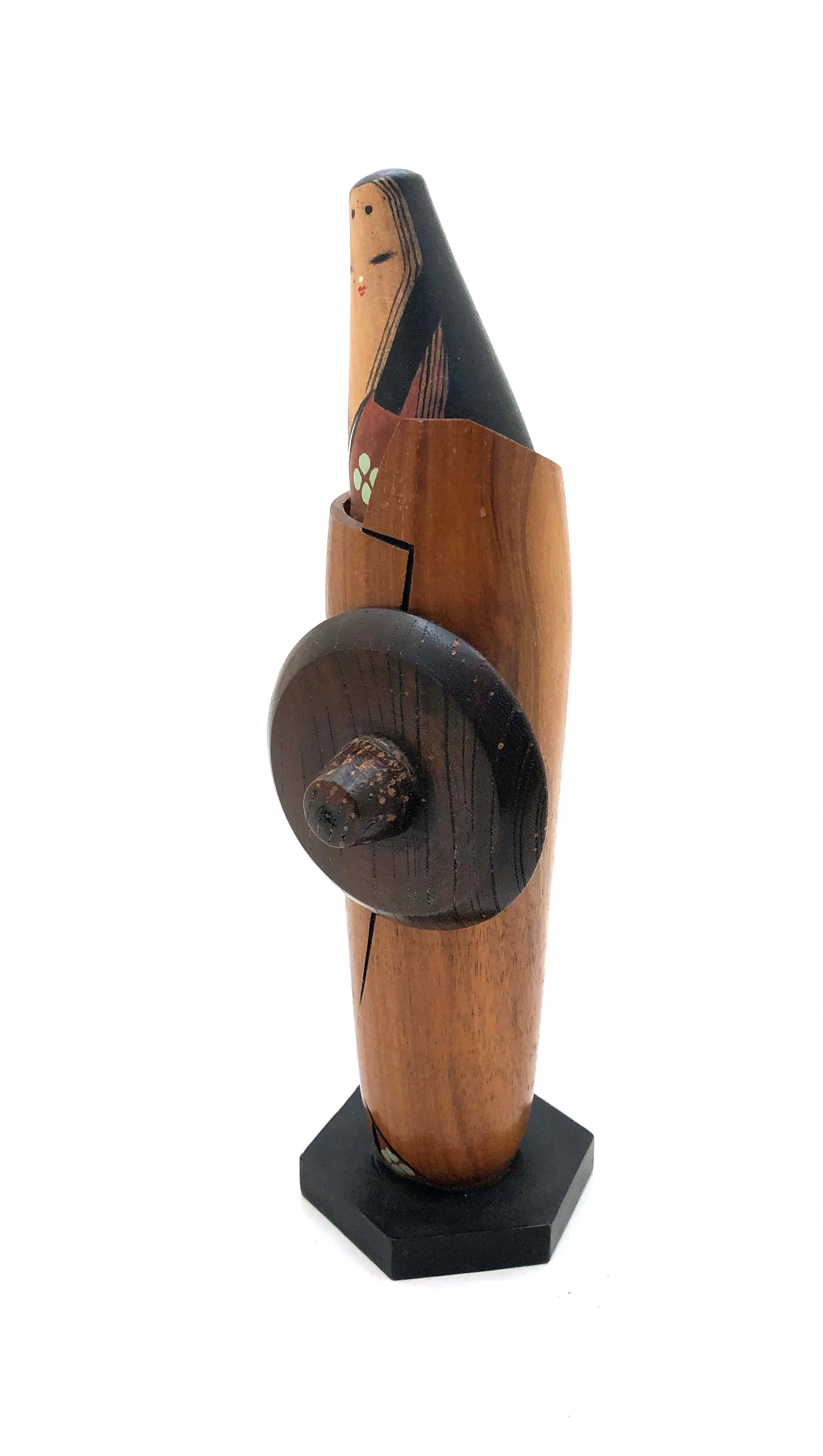 Vintage Sosaku Kokeshi entitled: “Oshinobi dochu | Traveling Incognito” by Kon, Akira (Seiju)