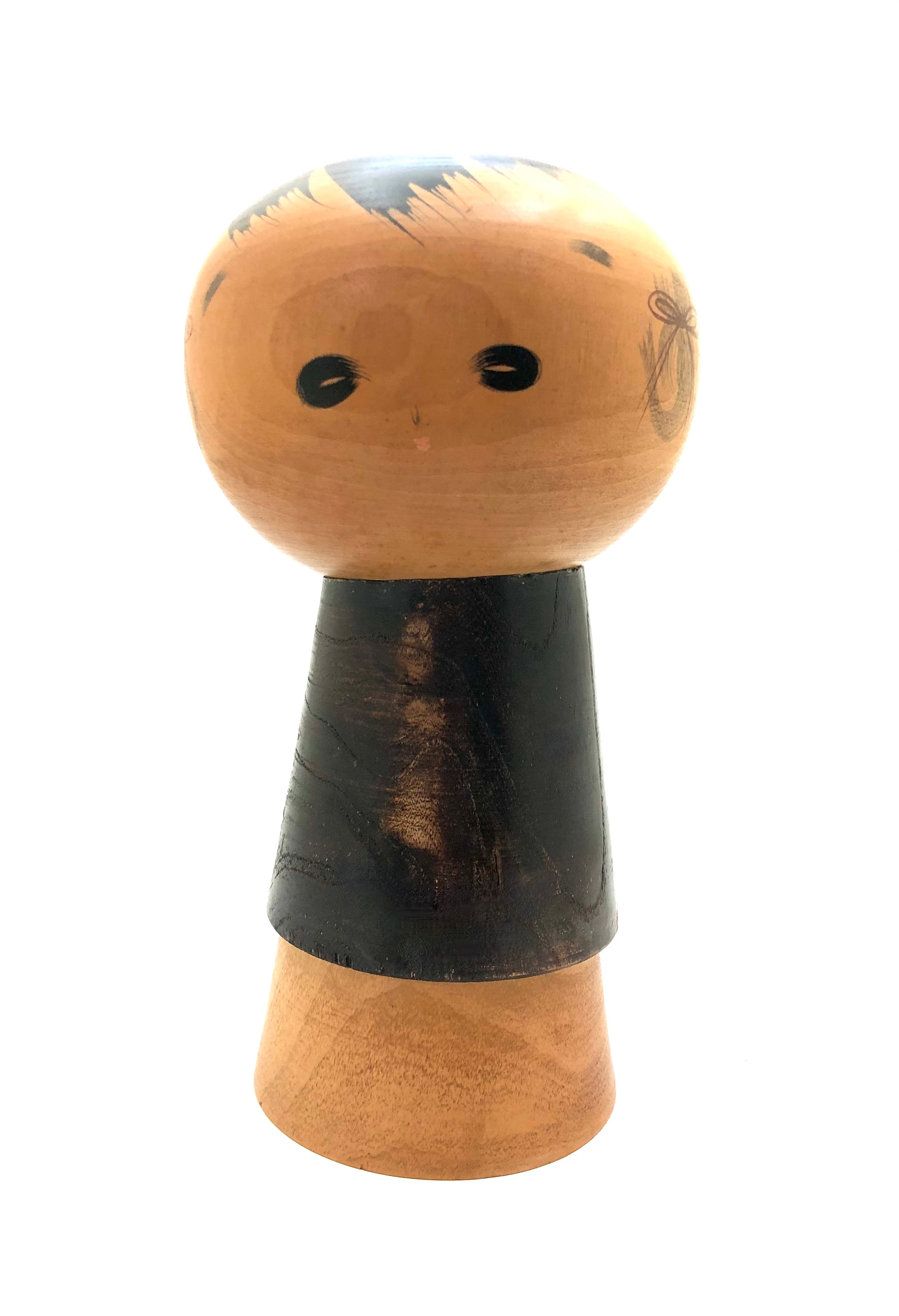 Large Vintage Sosaku Kokeshi Figure is entitled: “Chameko | Urchin” by Watanabe, Masao