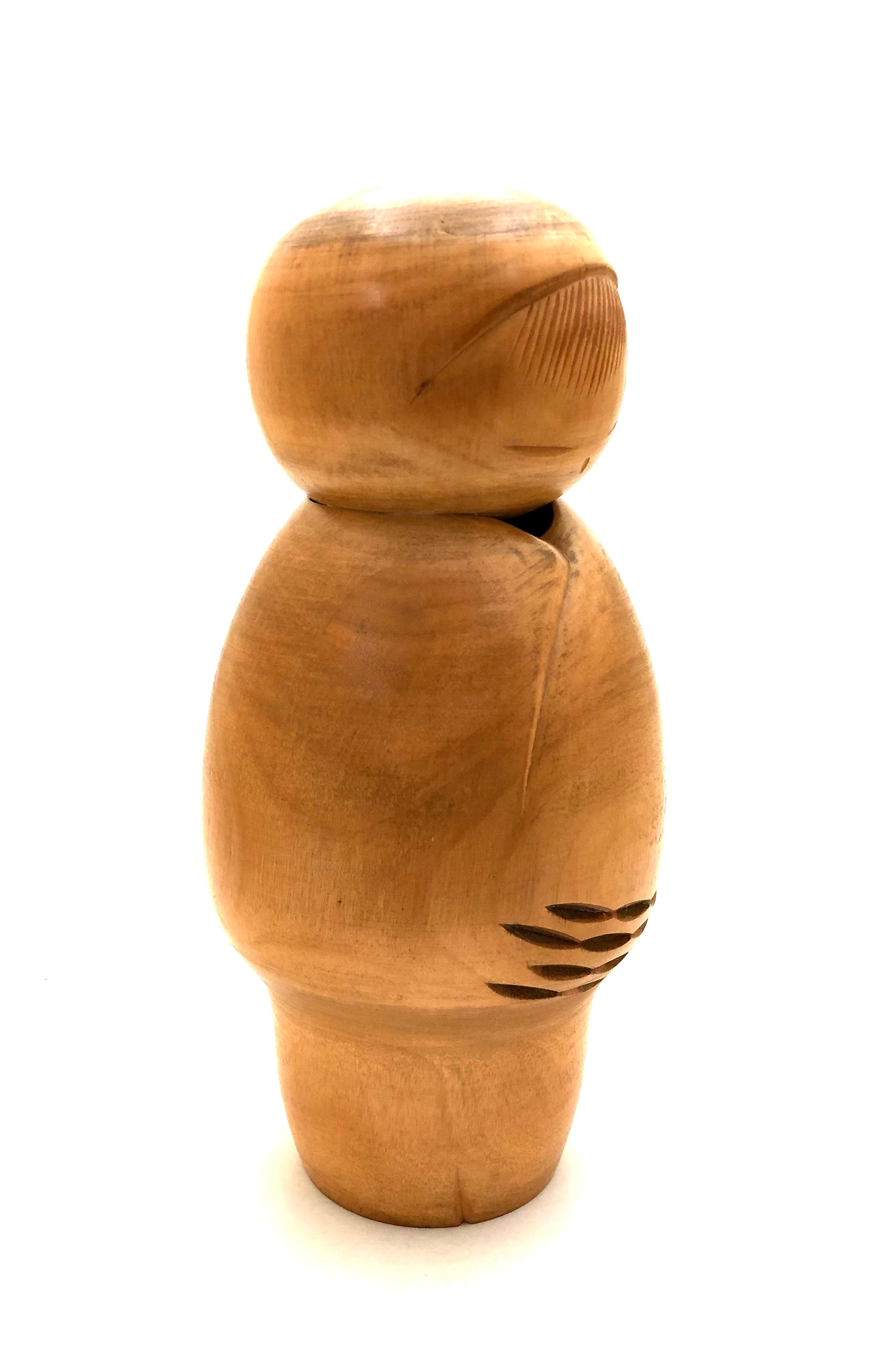 Vintage Sosaku Kokeshi Figure is entitled: “Yukibouzu | Snow Boy” by Watanabe, Masao