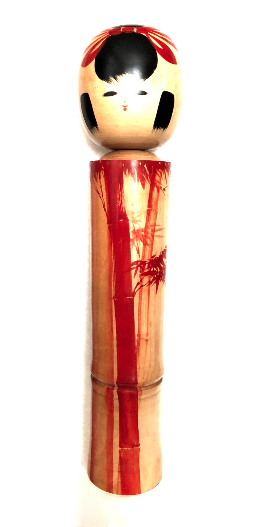 Vintage Sosaku Kokeshi entitled: “Aki take | Red Bamboo” by Sato, Kouson