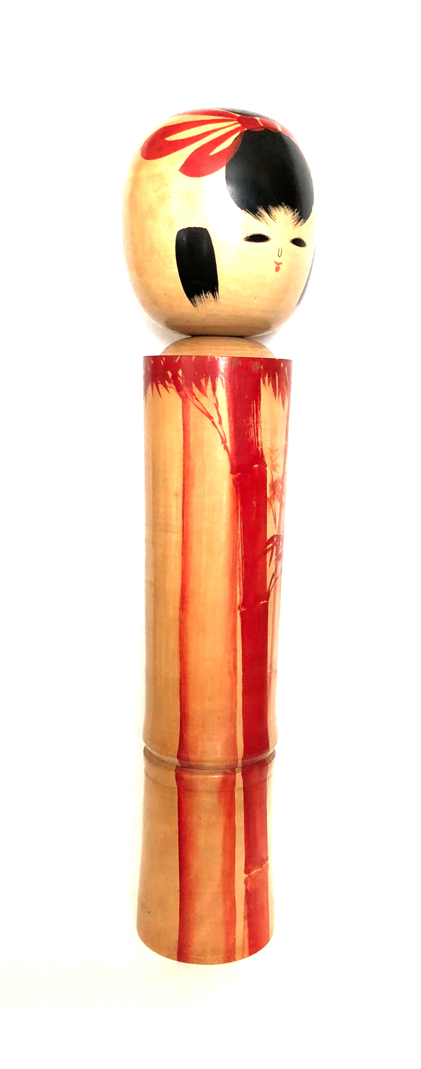Vintage Sosaku Kokeshi entitled: “Aki take | Red Bamboo” by Sato, Kouson