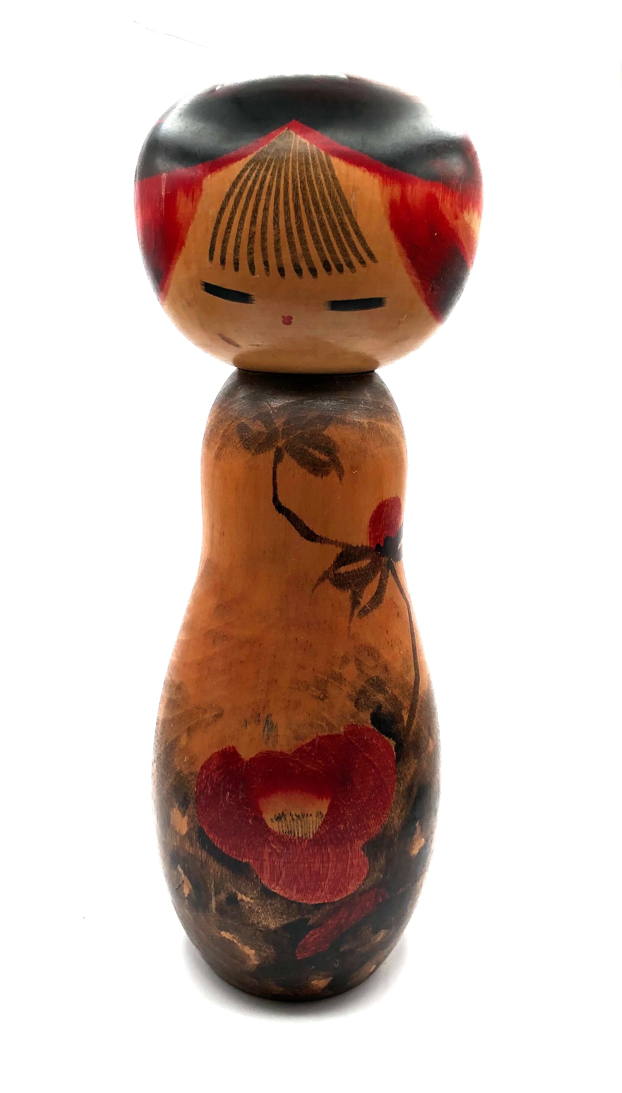 Extra Large Vintage Sosaku Kokeshi entitled “Kantsubaki | Winter Camellia” by Watanabe, Masao