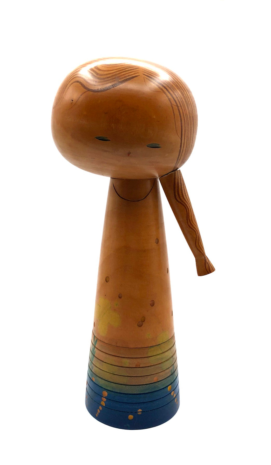 Vintage Sosaku Kokeshi entitled: “Mittsuami no on'nanoko | Braided Girl” by Fukushima, Hiroe