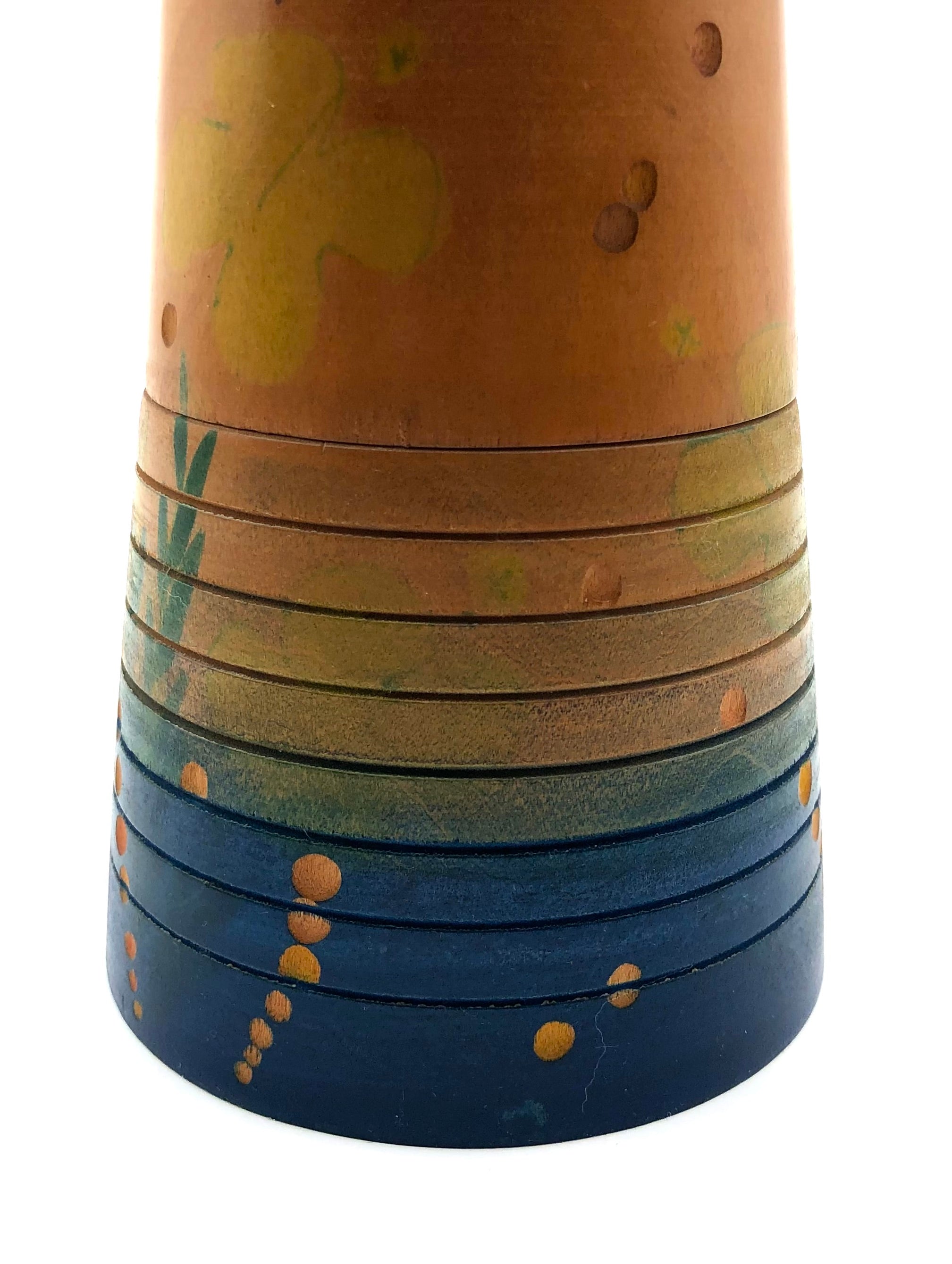 Vintage Sosaku Kokeshi entitled: “Mittsuami no on'nanoko | Braided Girl” by Fukushima, Hiroe