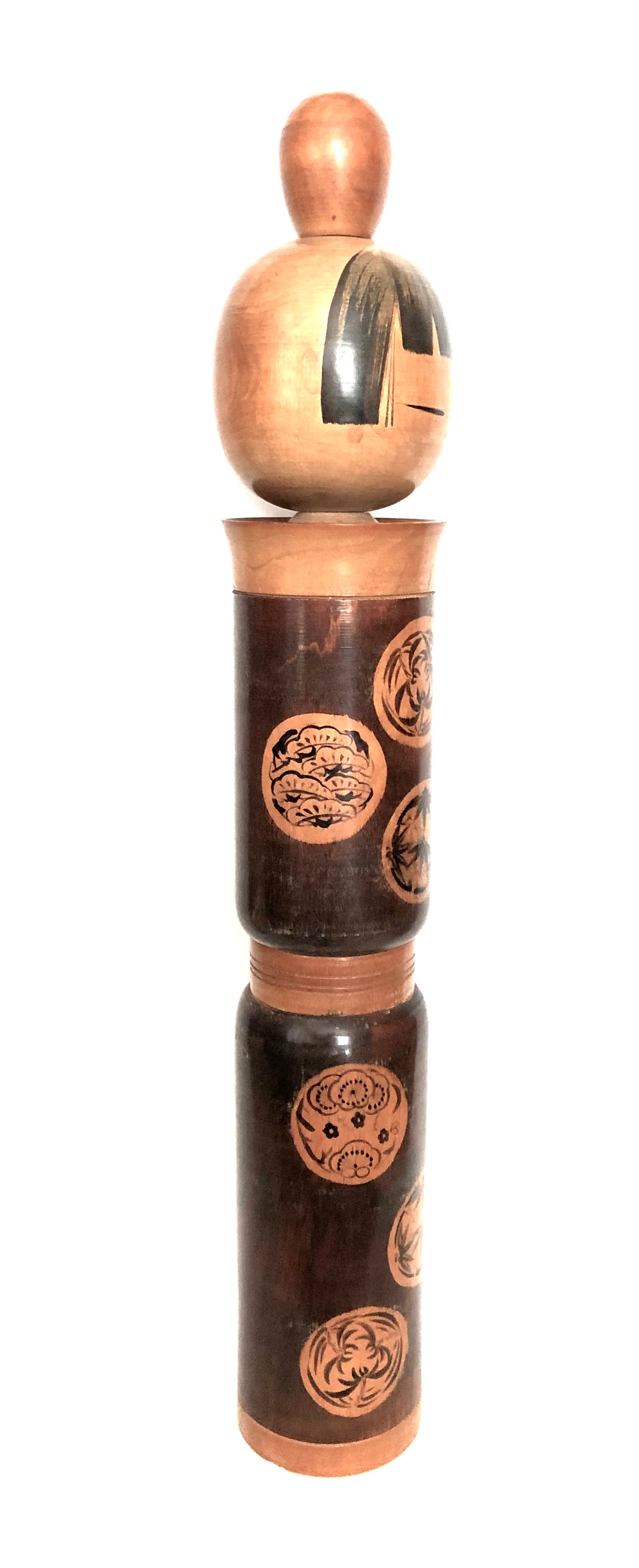 Vintage Sosaku Kokeshi entitled: “Sho-chiku-bai | Three Friends of Winter” by Sato, Sugai (1920-)