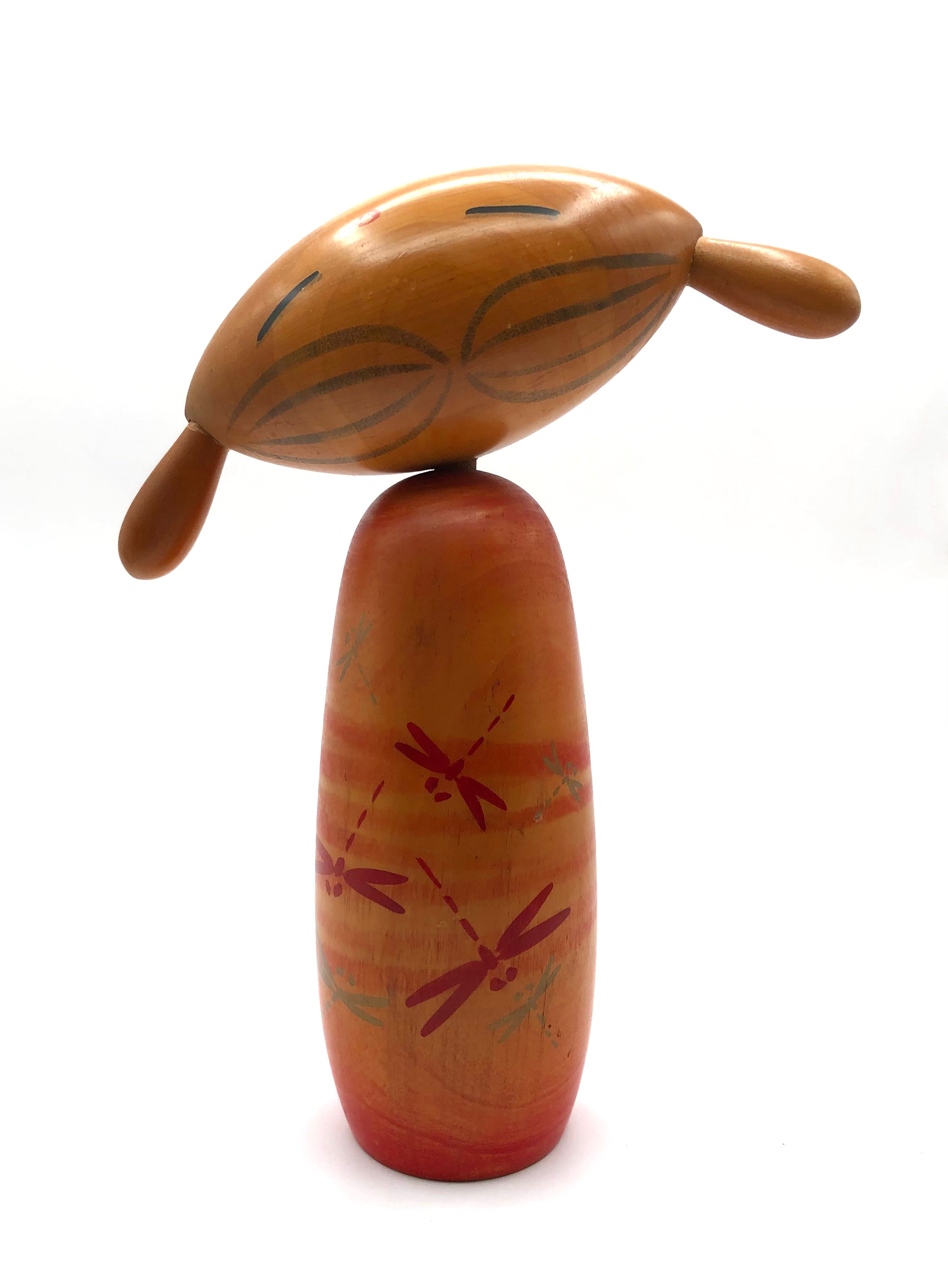 Vintage Sosaku Kokeshi entitled: “Akatonbo | Red Dragonfly” by Tsujita, Tatsuya