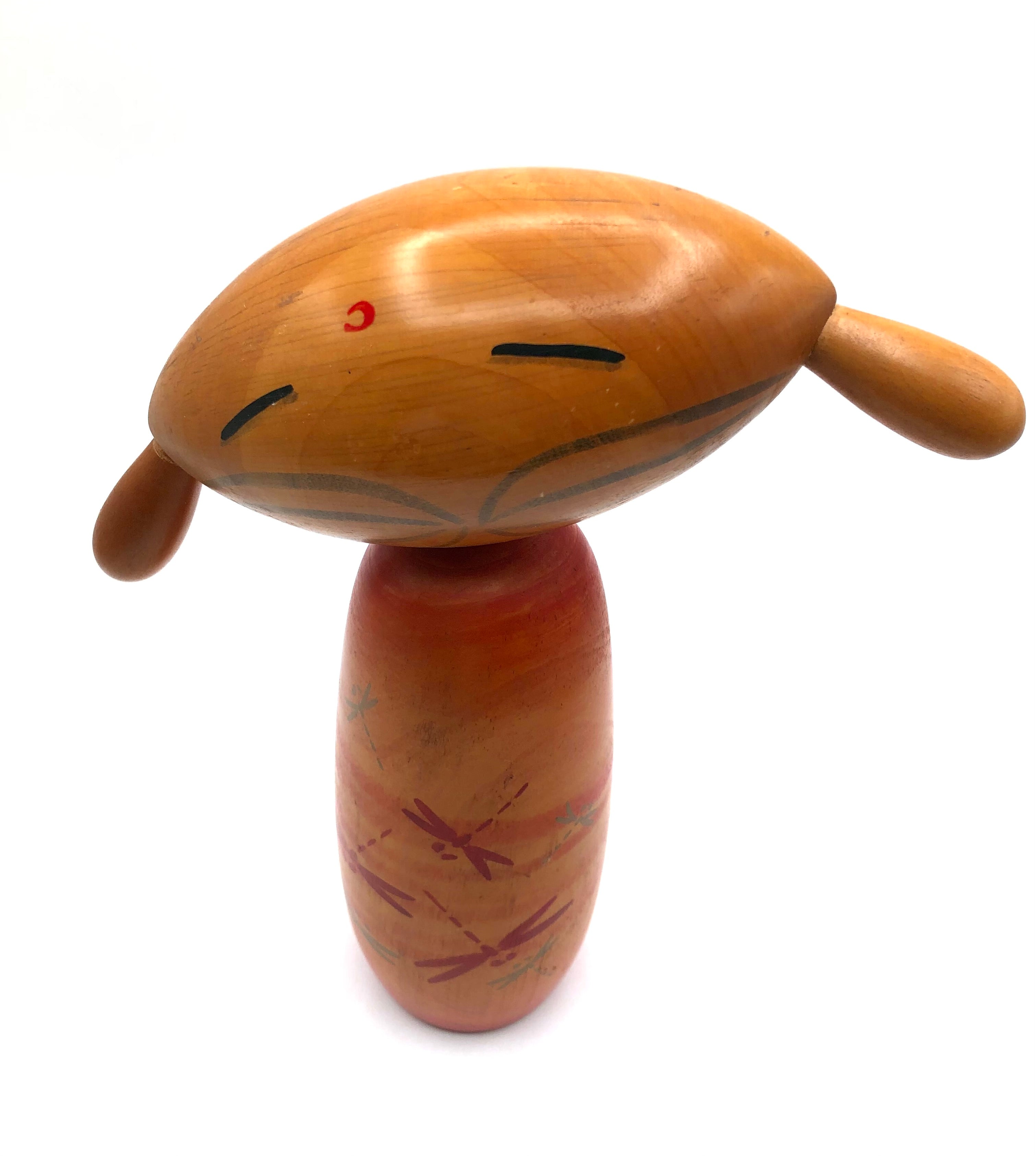 Vintage Sosaku Kokeshi entitled: “Akatonbo | Red Dragonfly” by Tsujita, Tatsuya