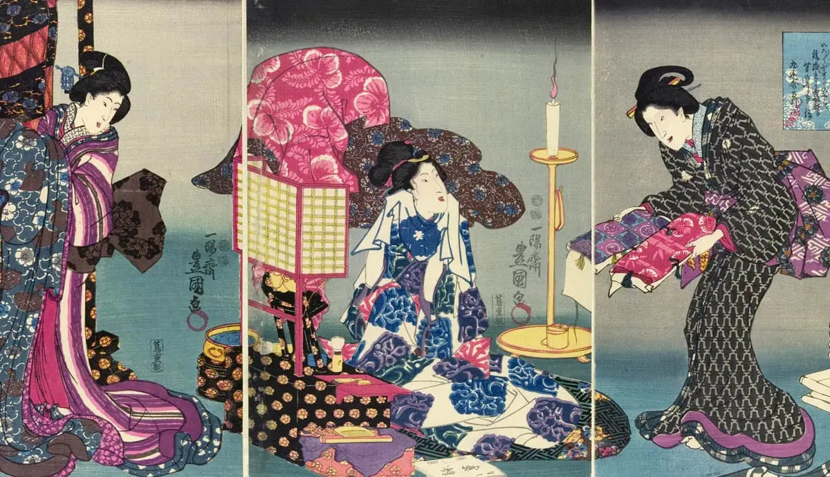 Antique Japanese Silk Kamaito Embroidered Kimono | Rare and Collectible Garment