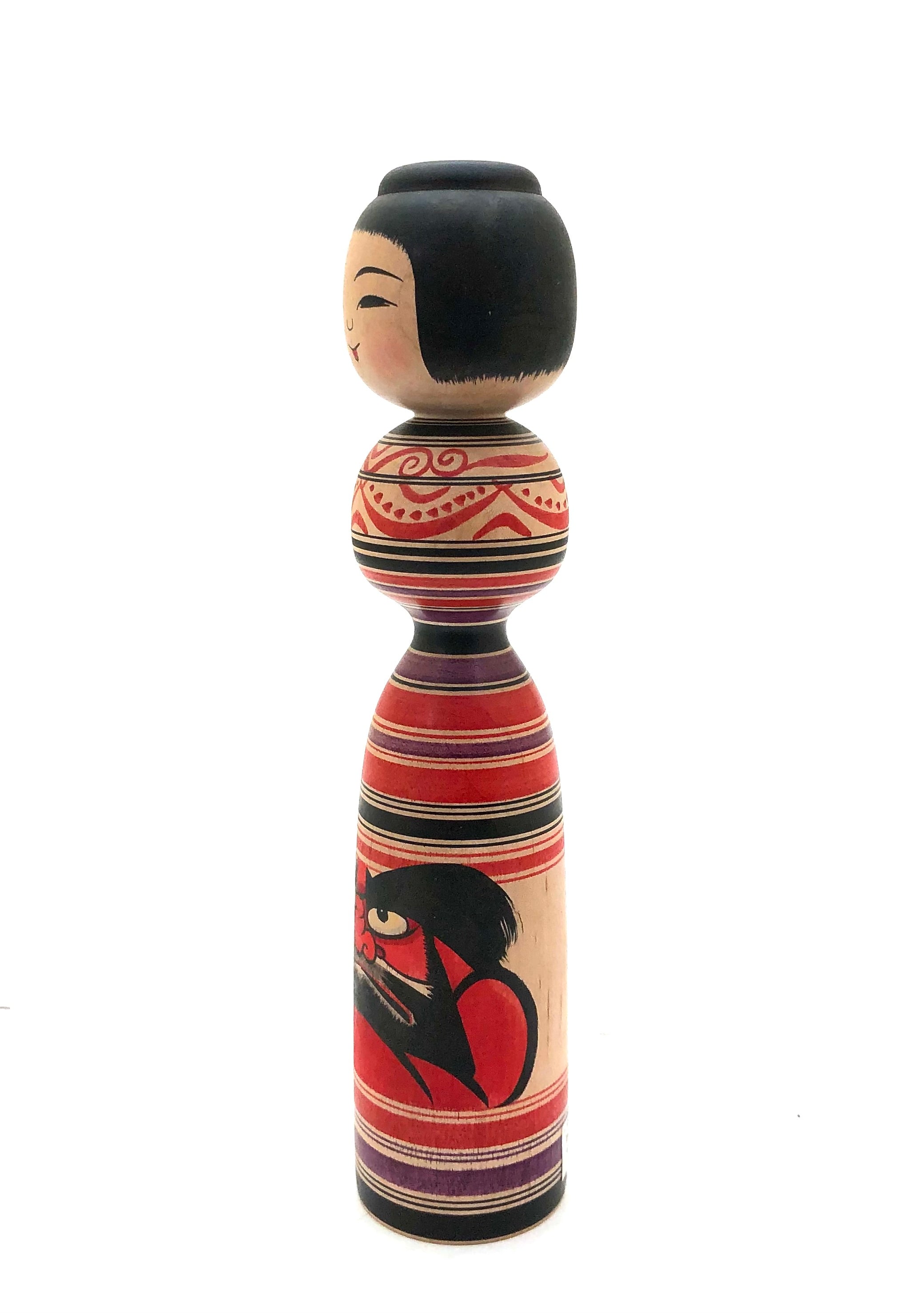 Vintage Traditional Tsugaru Daruma Kokeshi by Abo, Muchihide