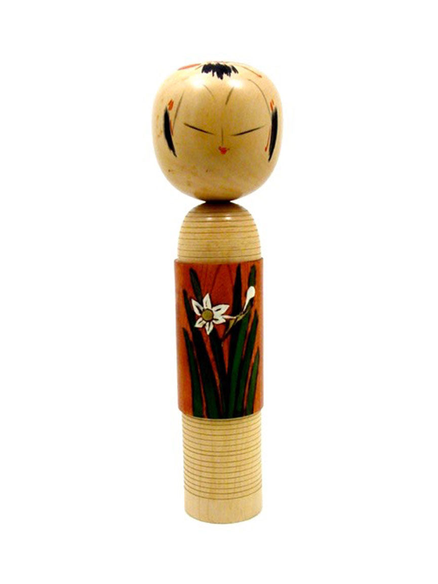 Ayame | Iris Blossom Vintage Sosaku Kokeshi Doll by Takahashi, Hashime