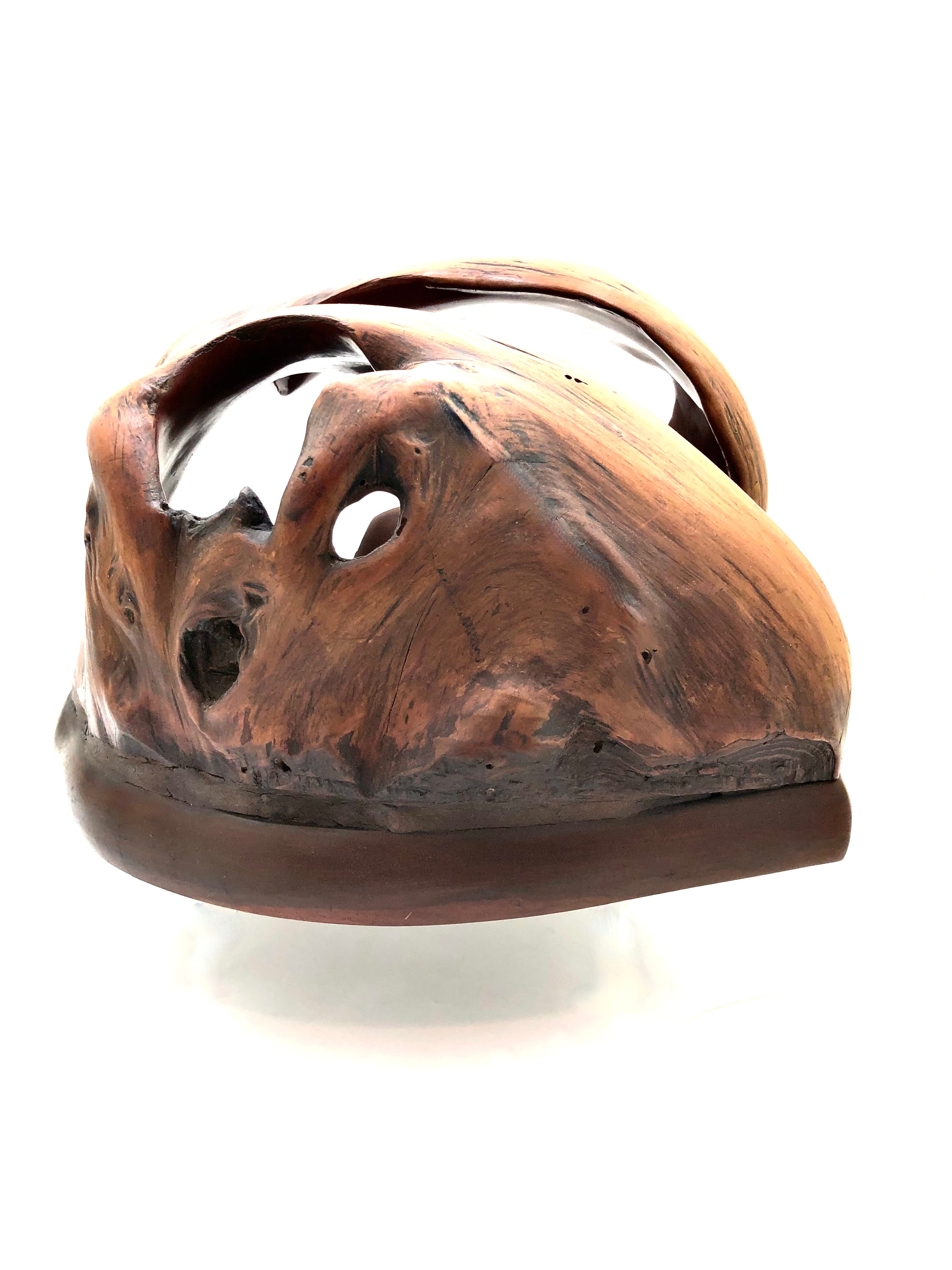 Antique Japanese Natural Organic Wood Burl Ikebana Container | Incense Koro